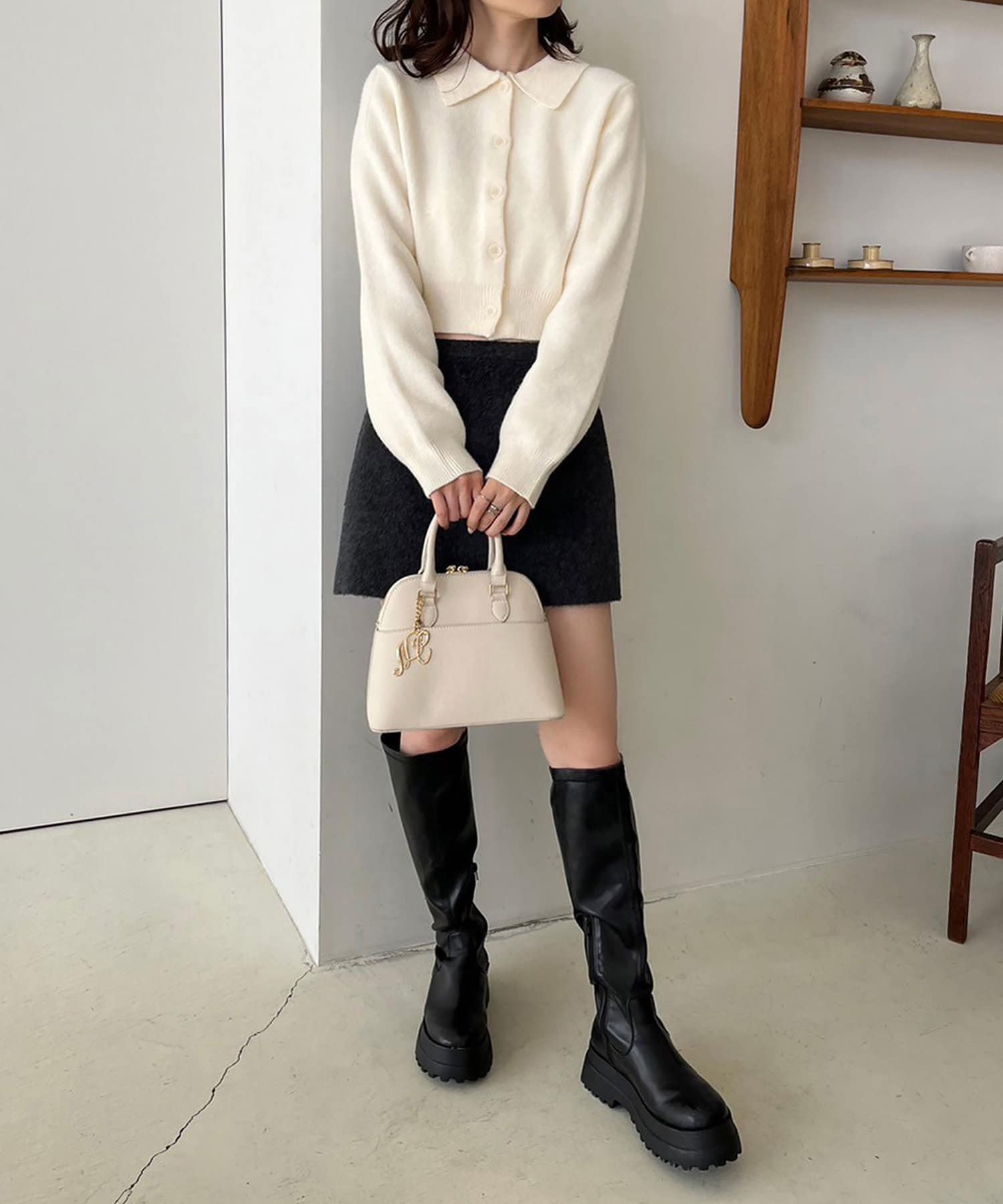 one after another】ポロ襟ニットカーデ | NICE CLAUP / OLIVE