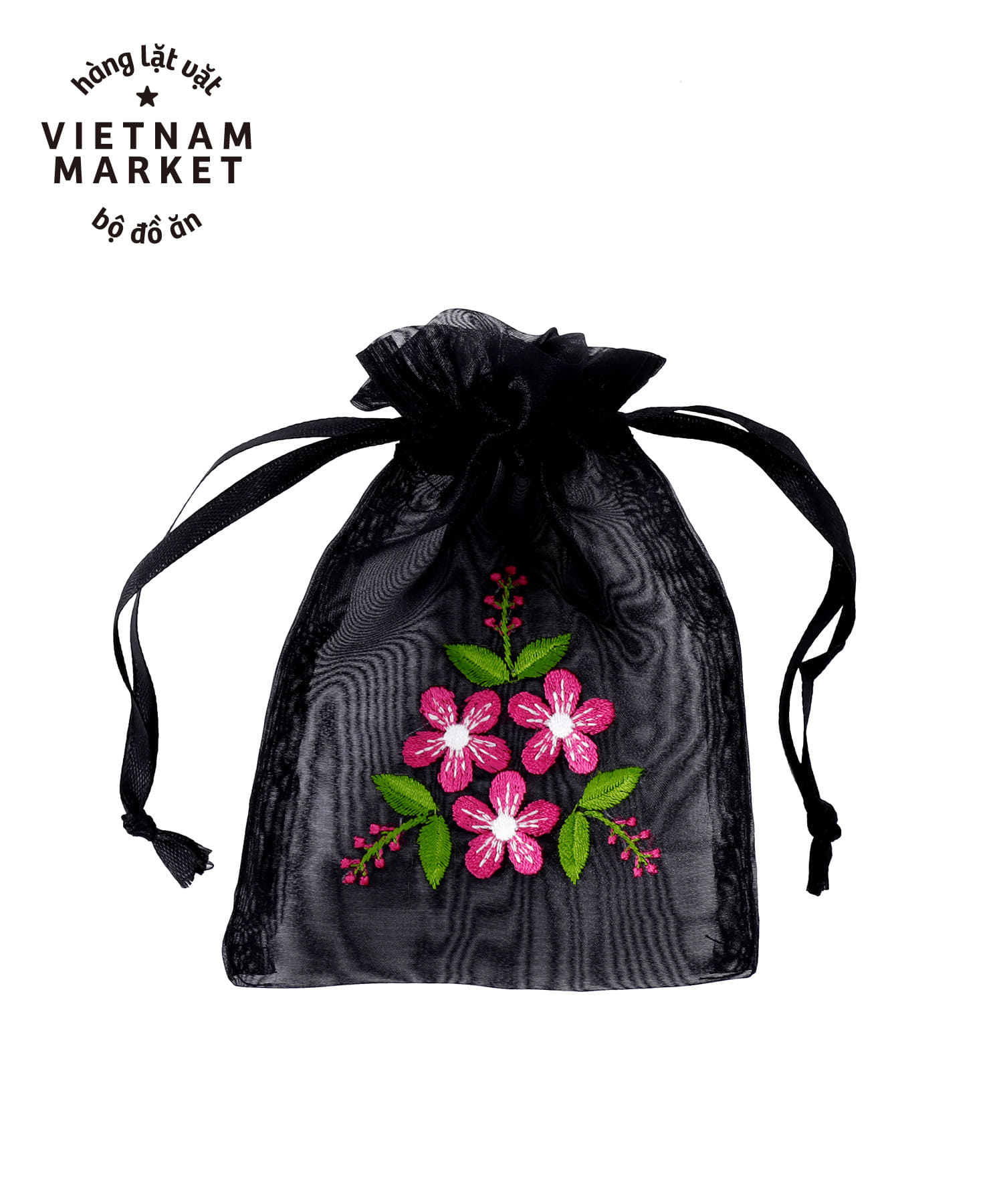 3COINS(スリーコインズ) 刺繍オーガンジー巾着／ベトナム