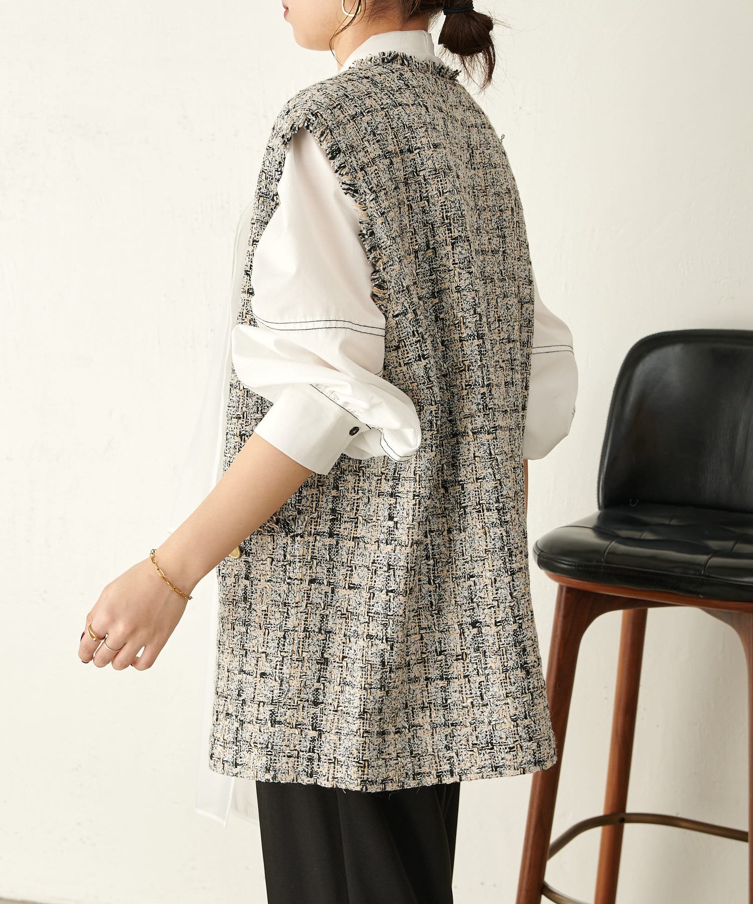 Jena　espace merveilleux(ジェナ　エスパスメルヴェイユ) ツイードベストジャケット