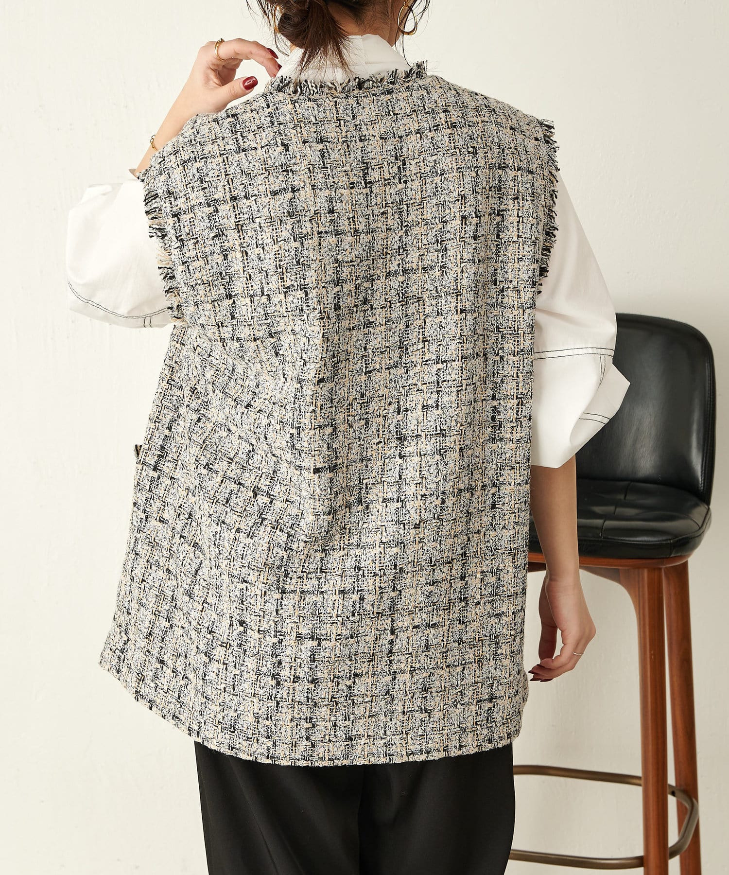 Jena　espace merveilleux(ジェナ　エスパスメルヴェイユ) ツイードベストジャケット