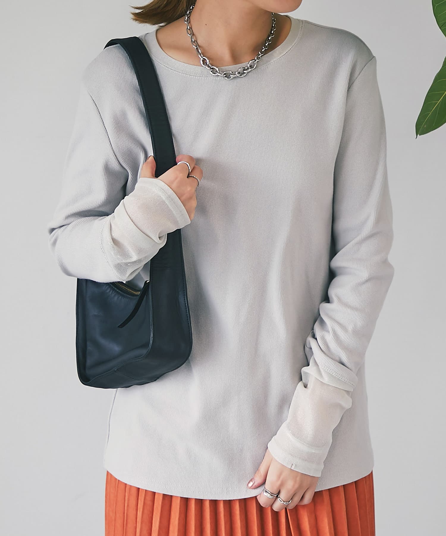 un dix cors(アンディコール) 【WEB限定】ラメチュール切替テレコトップス