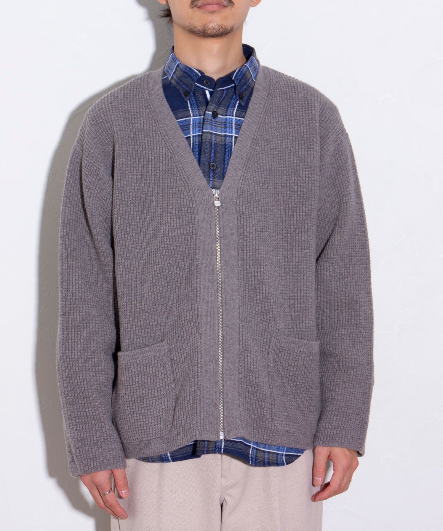 FREDY & GLOSTER(フレディ アンド グロスター) 【GLOSTER】ワッフル ZIPニット Vネックカーディガン