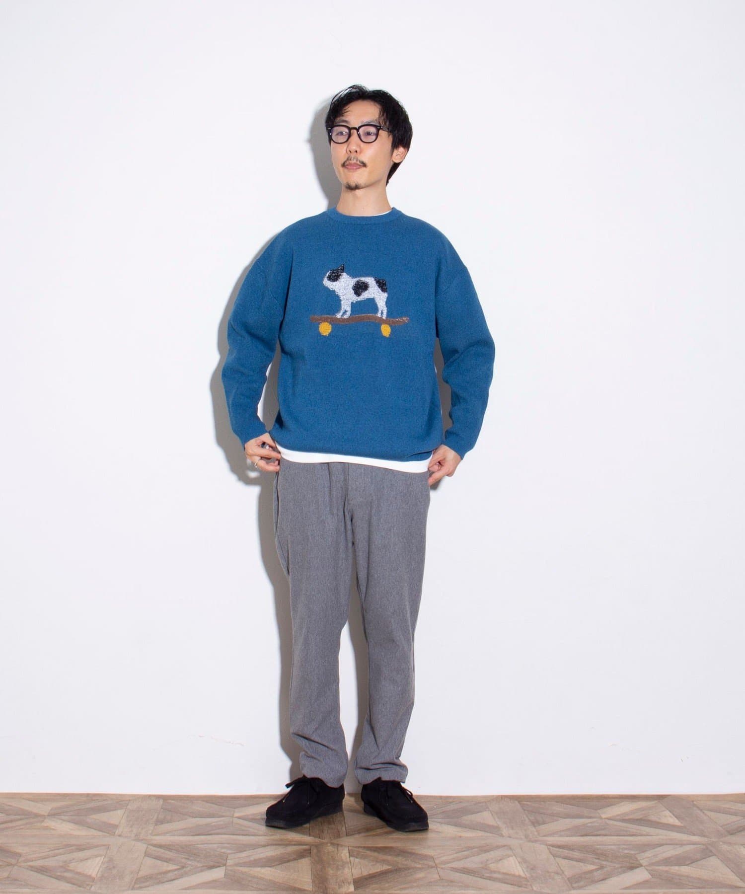 call＆response　フレンチブルドッグ　ジャガードニット　ベージュ　L call＆response フレンチブルドッグ ジャガードニット ベージュ L