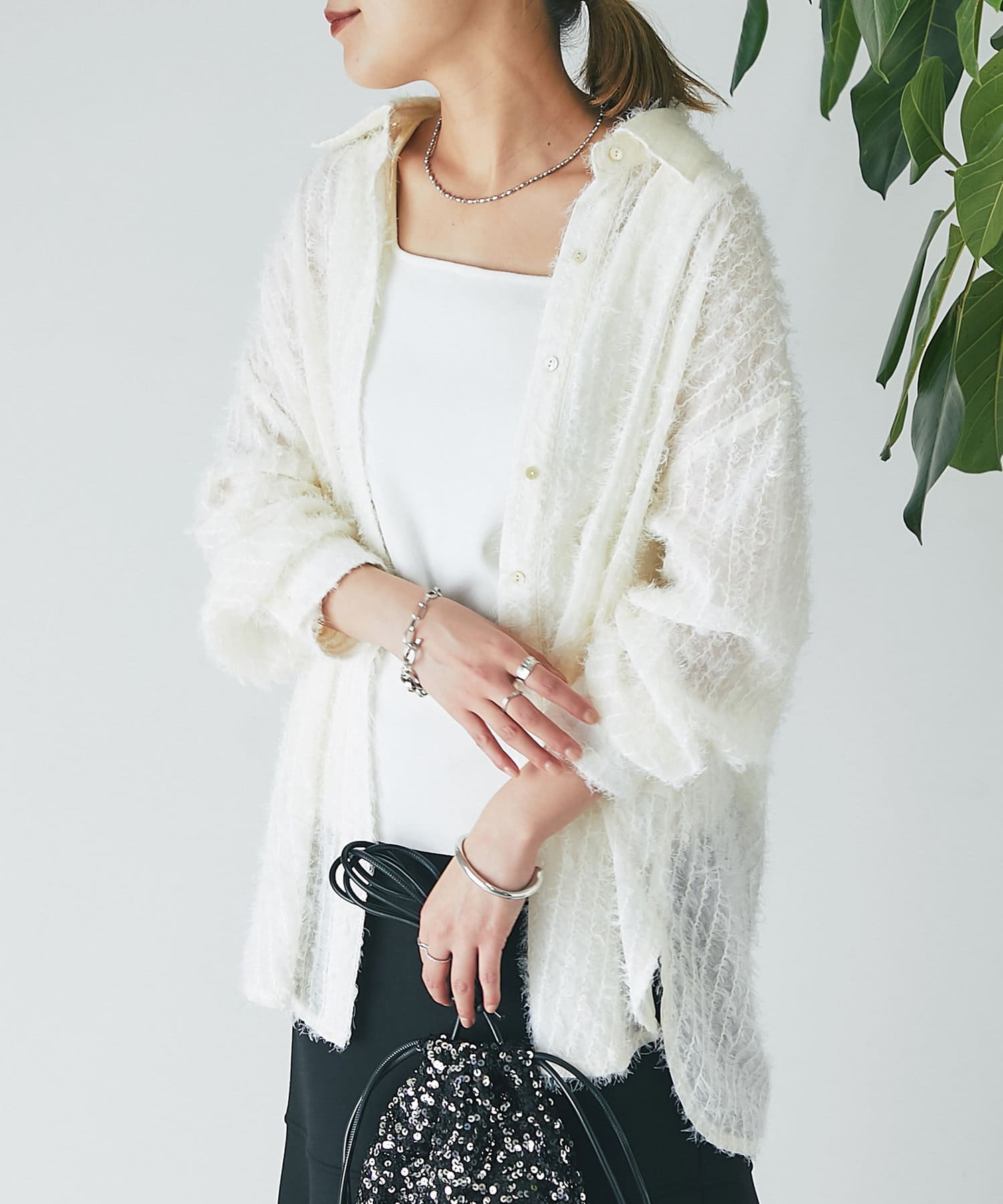 un dix cors(アンディコール) シアーフリンジシンプルシャツ