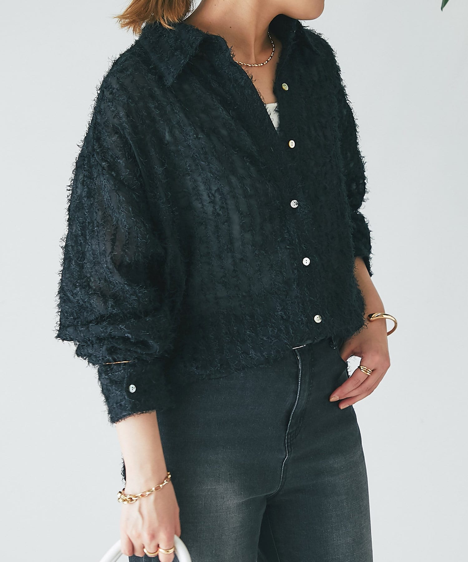 un dix cors(アンディコール) シアーフリンジシンプルシャツ