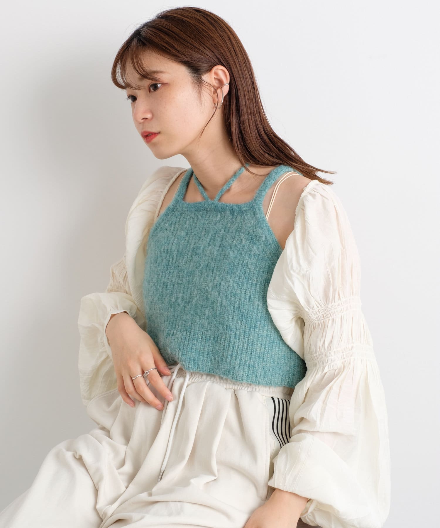 新品定価約20万円タグ付き 手縫いビーズ装飾キャミソール＆アルマーニ羽織りセット
