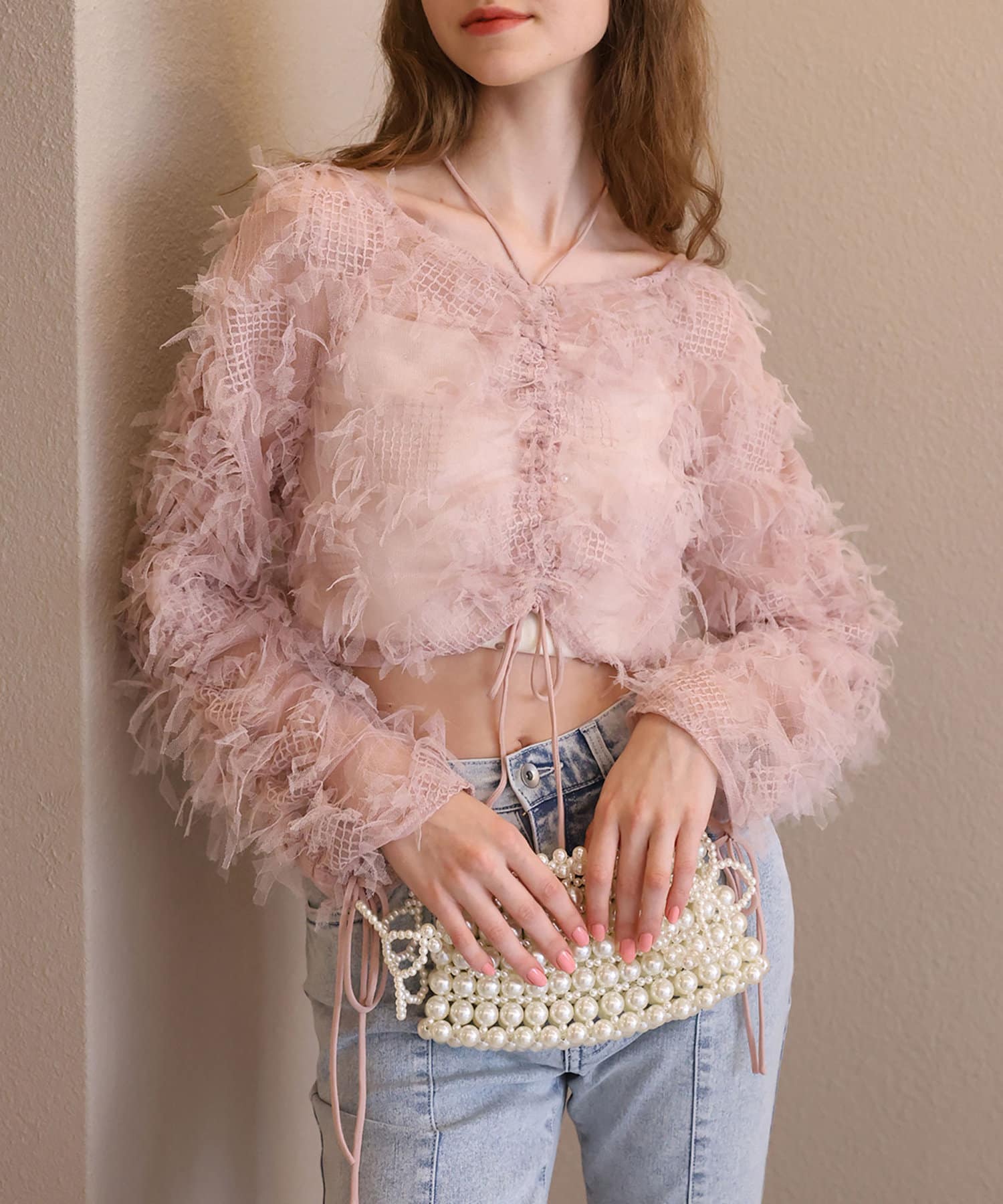 NICE CLAUP / OLIVE des OLIVE OUTLET(ナイスクラップ  / オリーブ デ オリーブ アウトレット) 【Seemi】キラキラシャーリングトップス