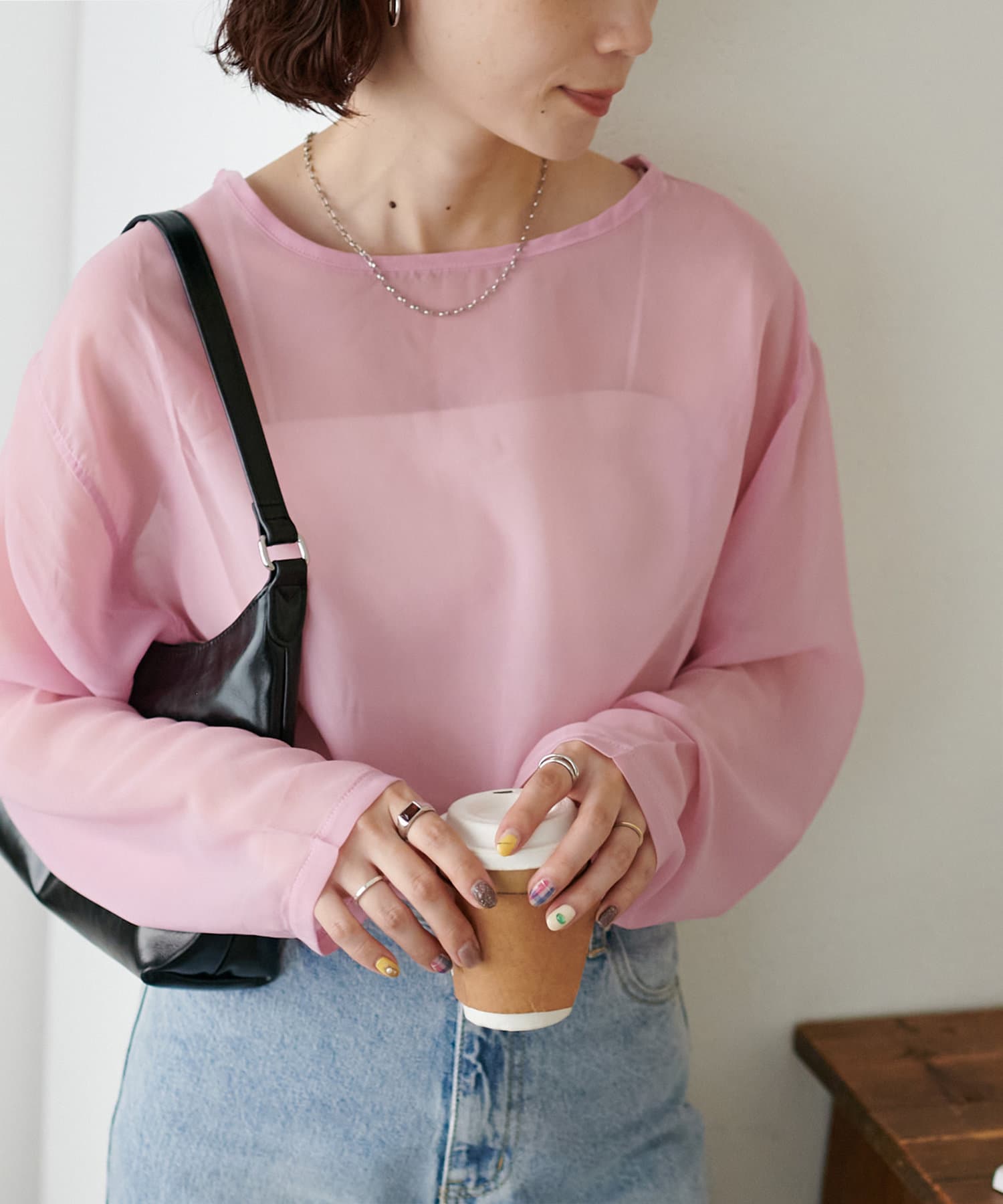 tシャツ 配色ビッグカラープルオーバー レディース reca 七分袖オーバーサイズロゴTシャツ 240206 レディース 2025