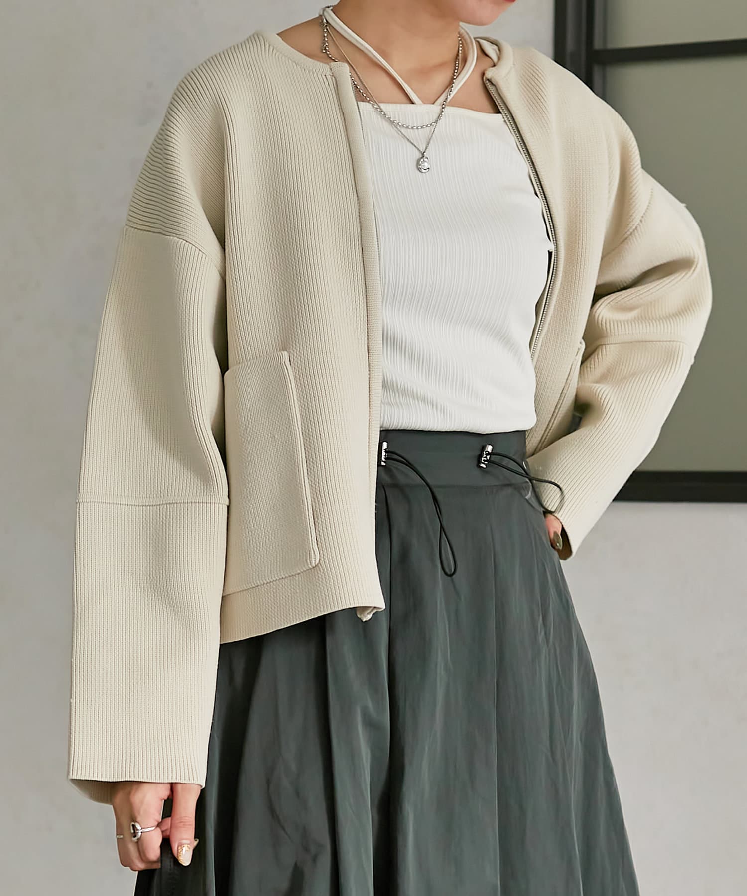 スポンジニットジップカーディガン | Thevon.(ゼヴォン)レディース