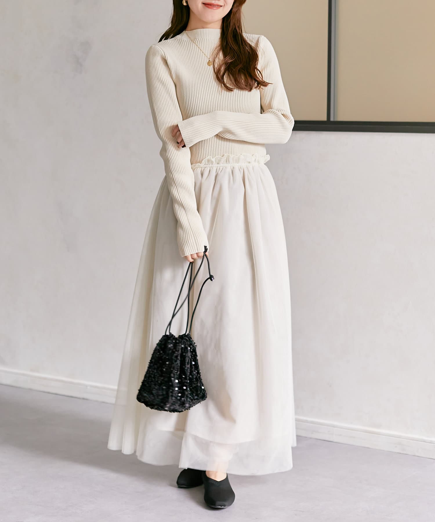 ニット×チュールドッキングワンピース | Thevon.(ゼヴォン)レディース