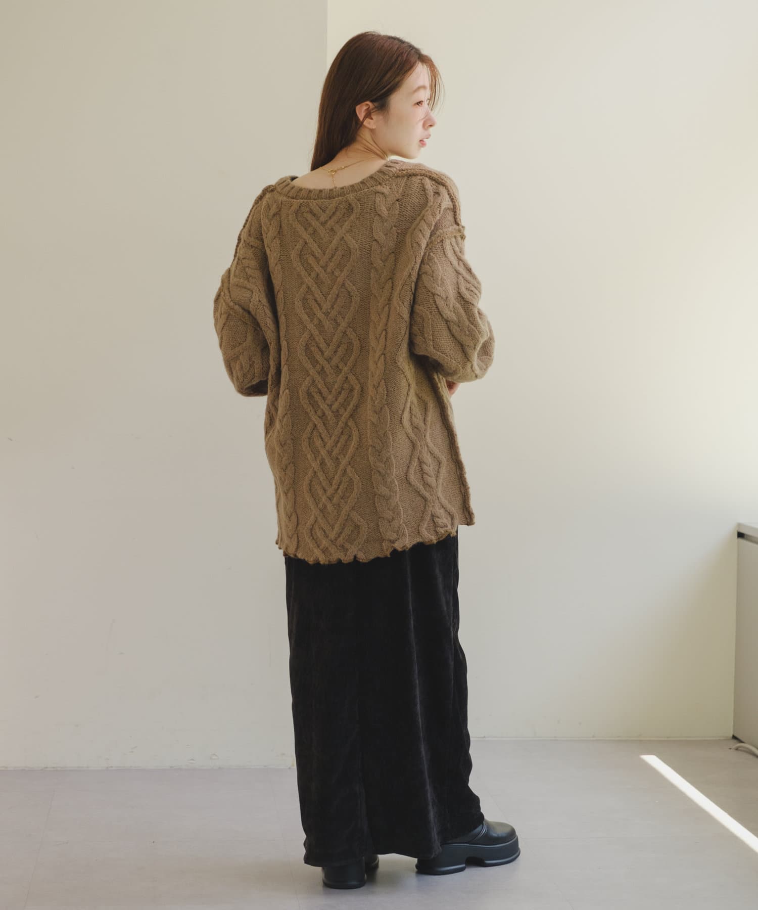 OUTLET(アウトレット) 【Kastane】ケーブルロングニットカーディガン