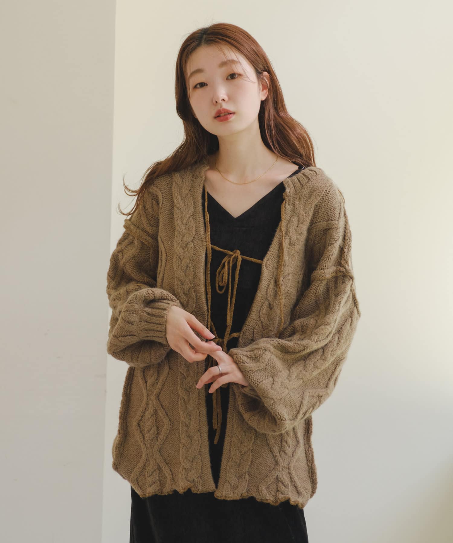 Kastane】ケーブルロングニットカーディガン | OUTLET