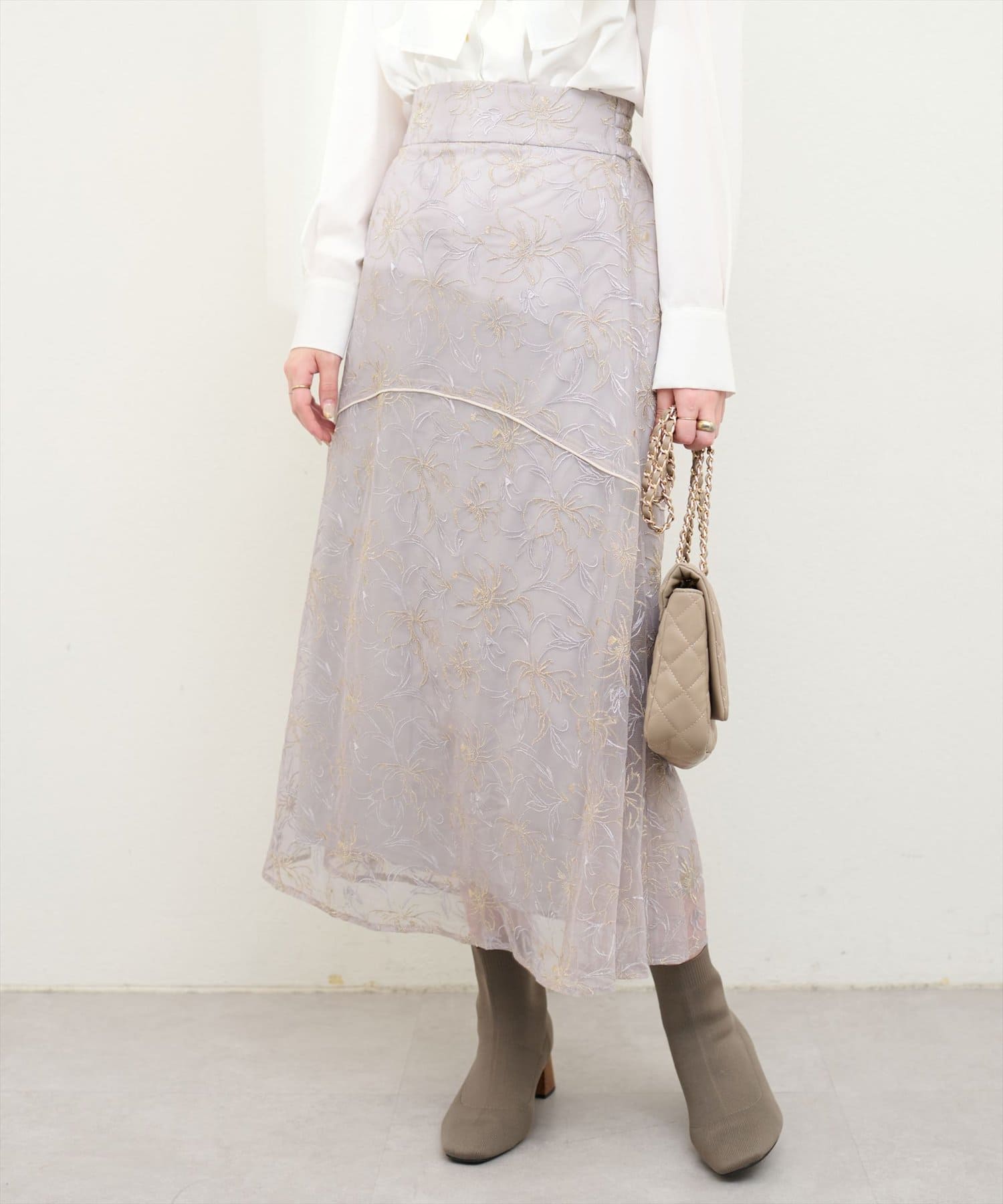 natural couture(ナチュラルクチュール) osono長さ変えれる線画レーススカート