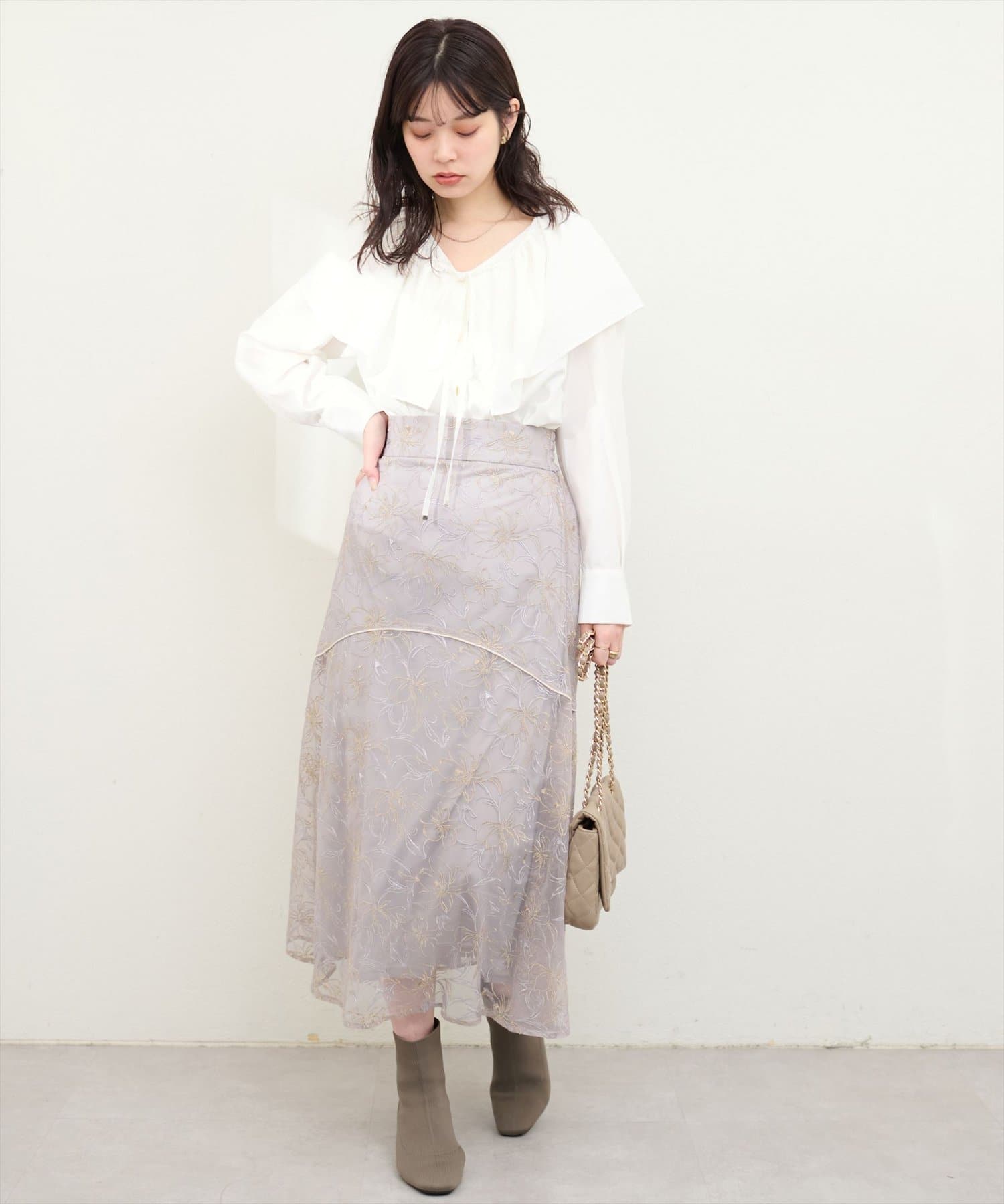natural couture(ナチュラルクチュール) osono長さ変えれる線画レーススカート