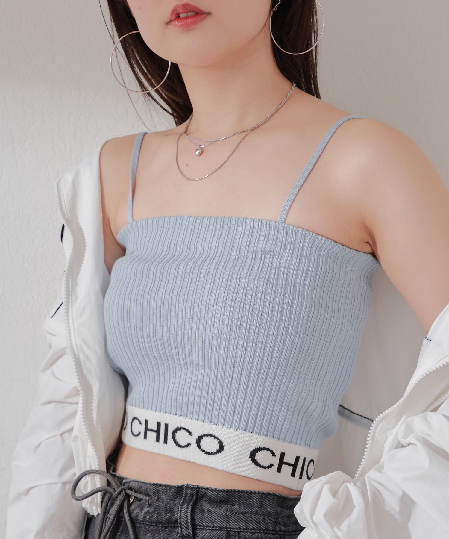 Chico(チコ) 【5色展開】裾ロゴベアキャミ