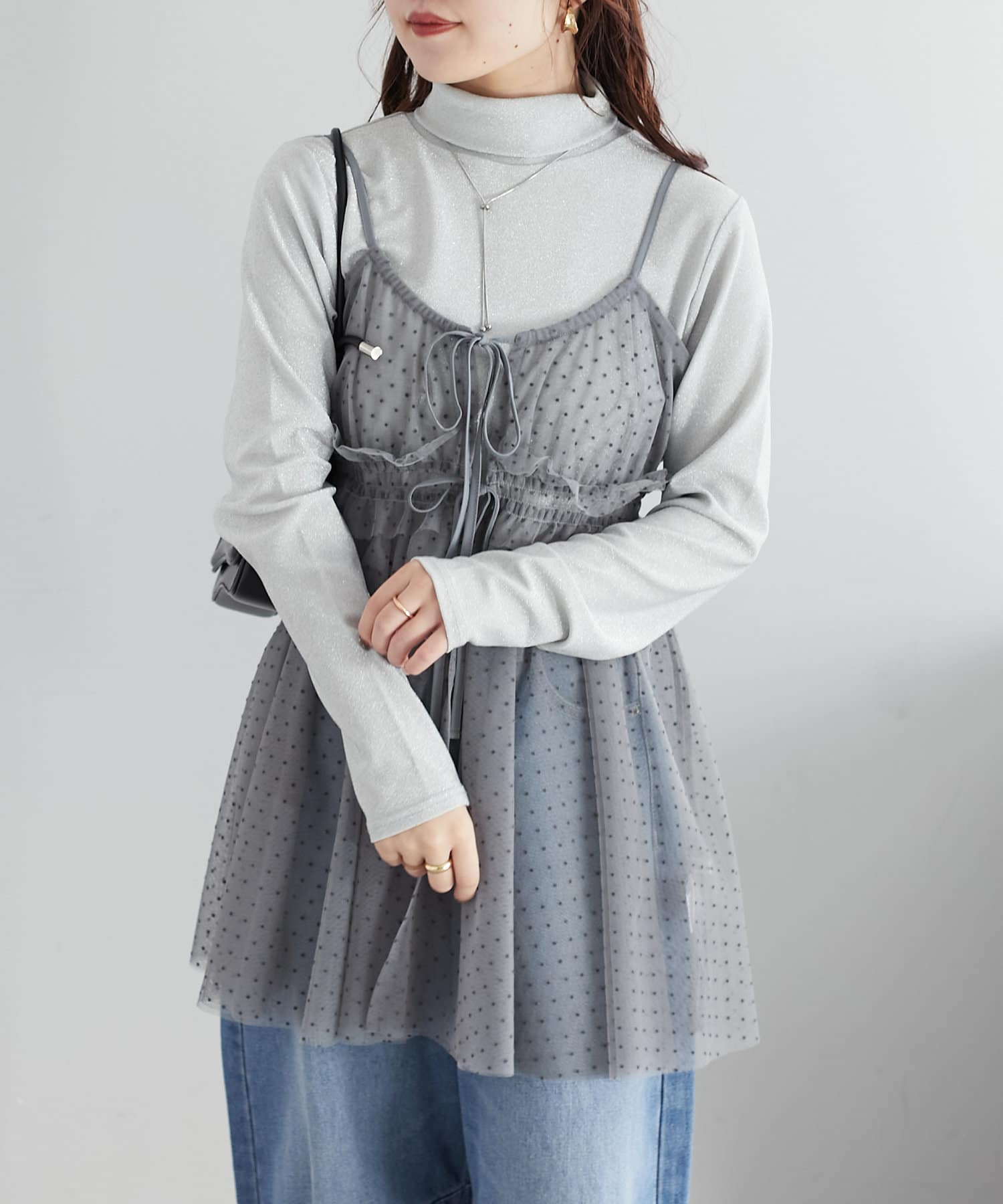 トレンドアイテム】春ドットチュールビスチェ | NICE CLAUP / OLIVE