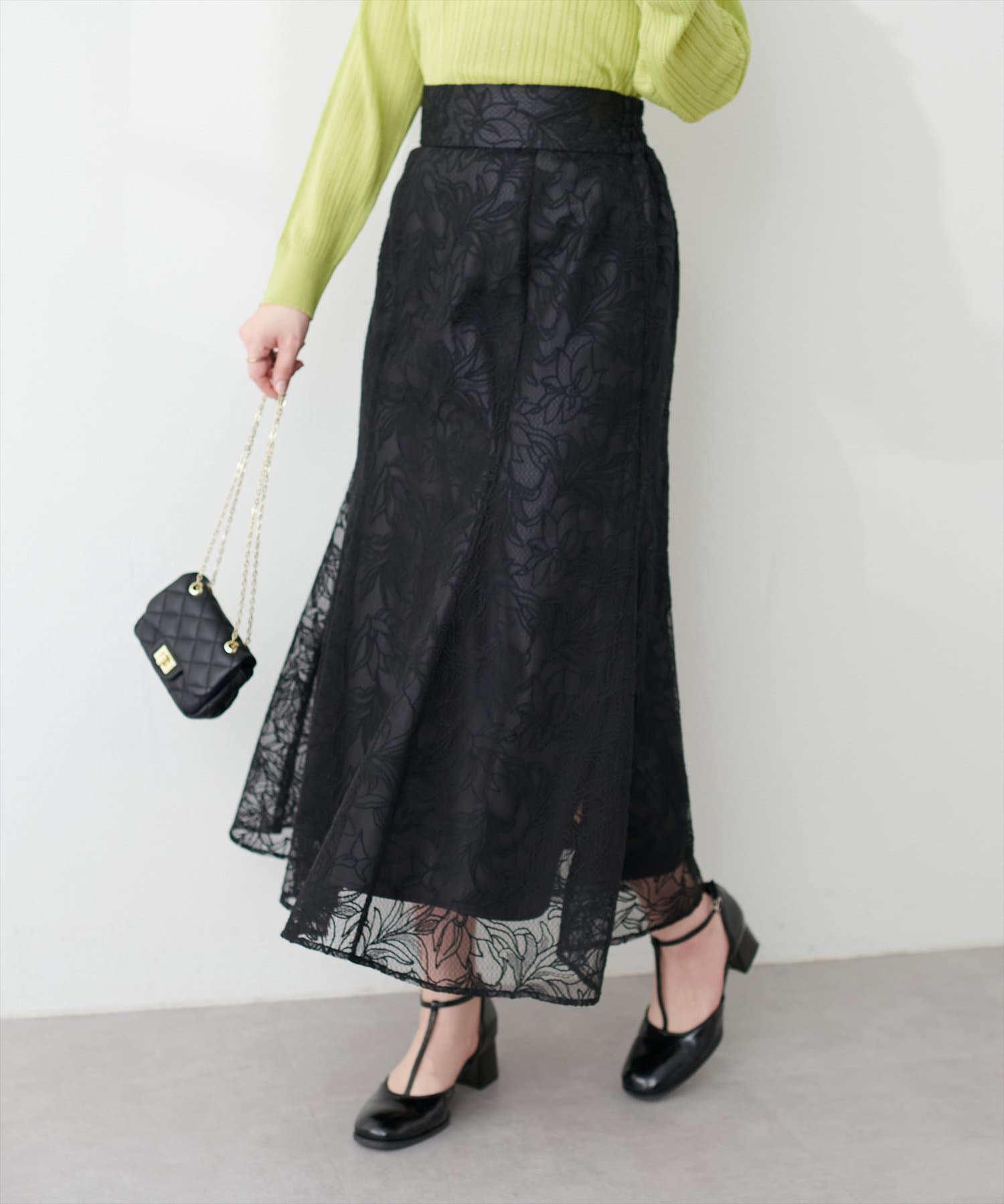 osono長さ変えれるチュール刺繍レーススカート | natural couture ...