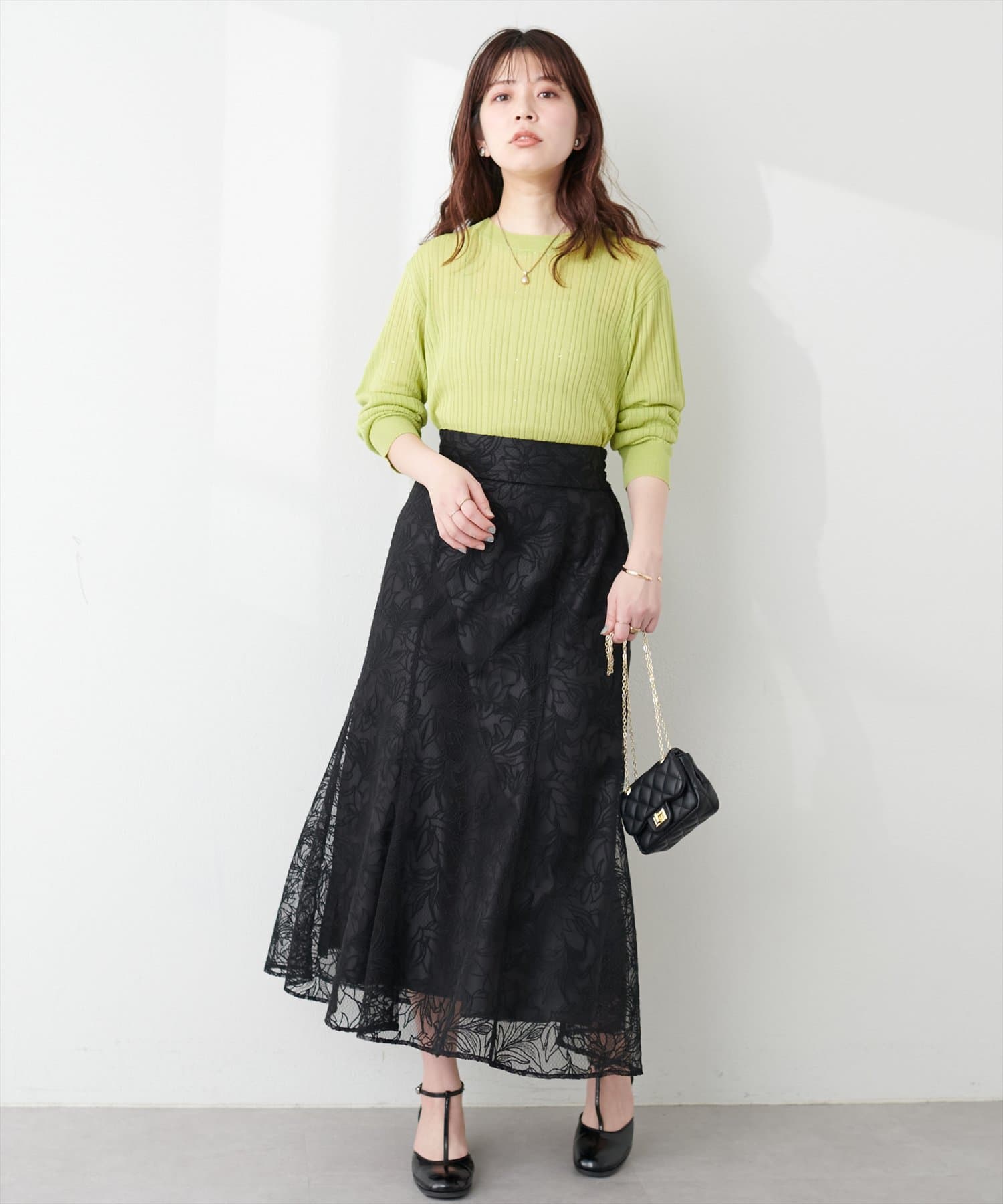 osono長さ変えれるチュール刺繍レーススカート | natural couture