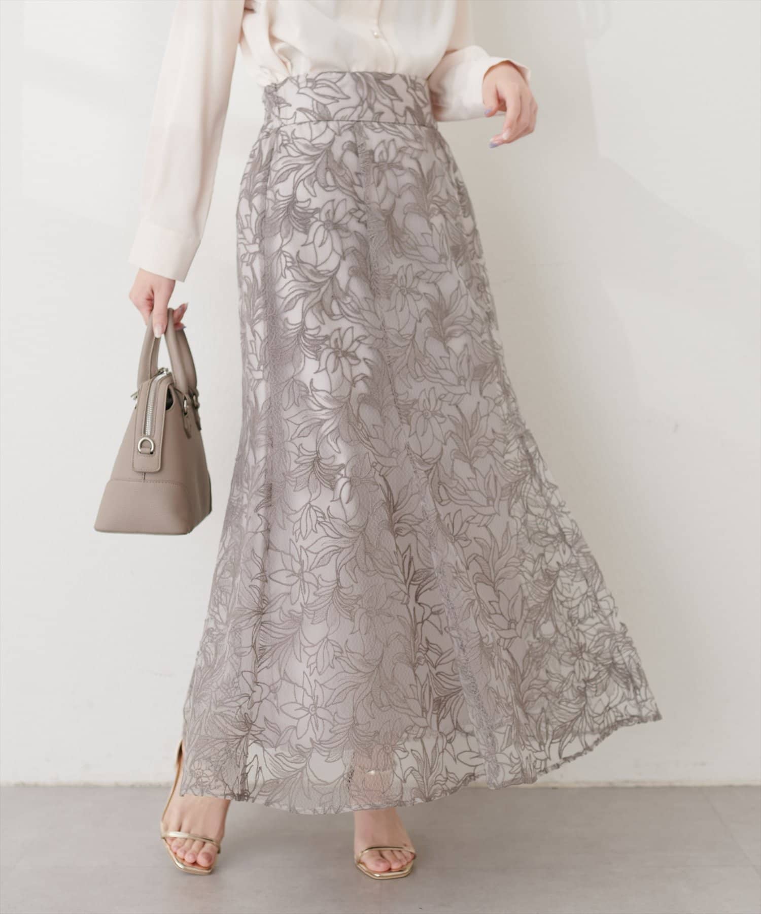osono長さ変えれるチュール刺繍レーススカート | natural couture ...