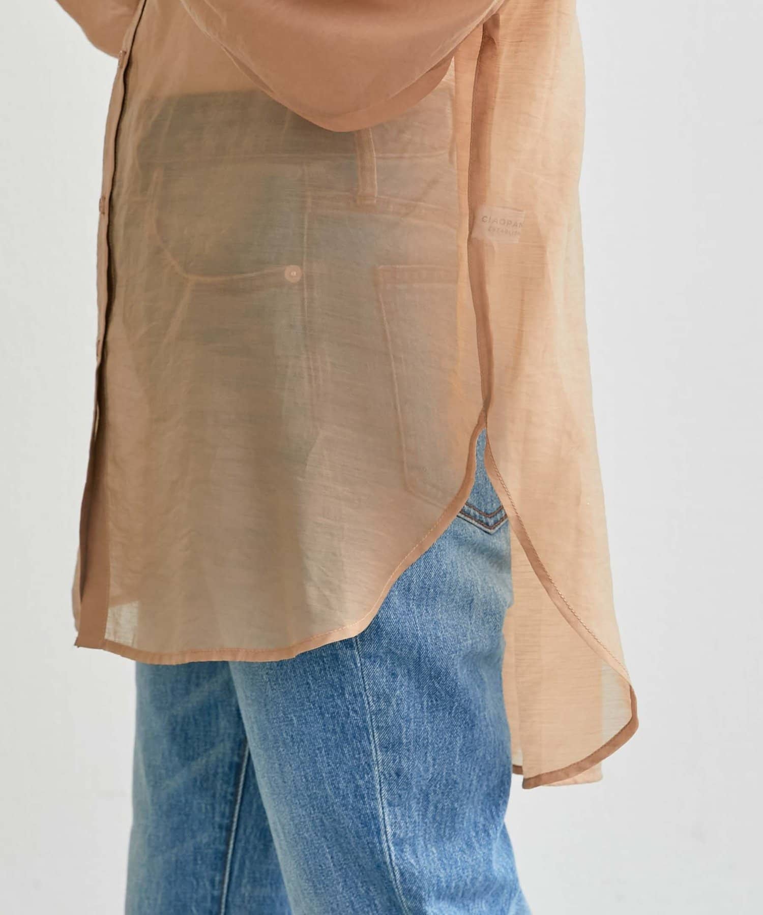 CIAOPANIC TYPY(チャオパニックティピー) 【累計販売数１万枚突破/程よい透け感】シアーバンドカラーシャツ