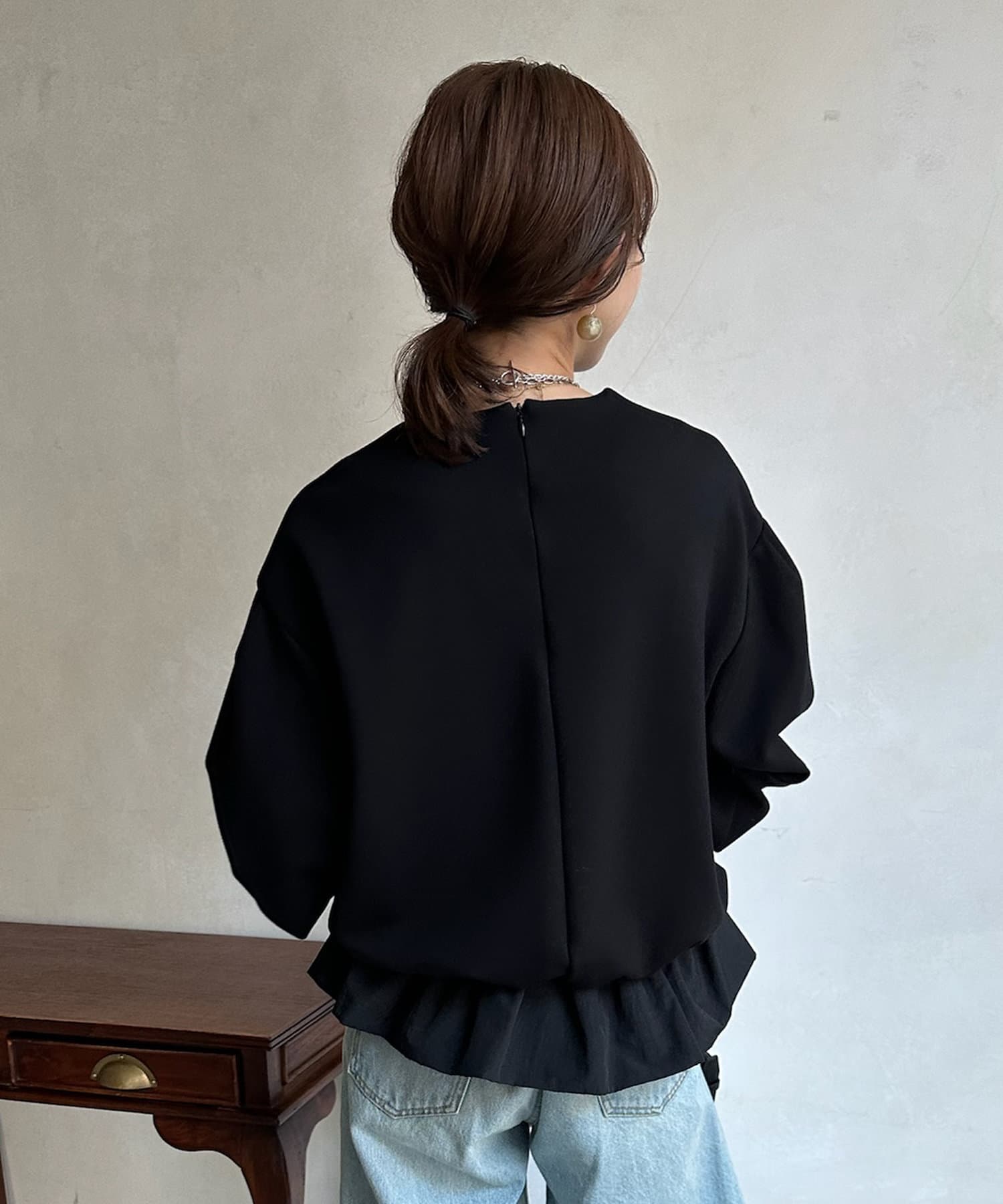 DOUDOU(ドゥドゥ) 【WEB限定】  裾フリルダンボールプルオーバー