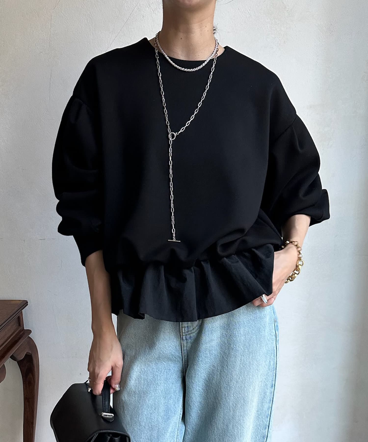 DOUDOU(ドゥドゥ) 【WEB限定】  裾フリルダンボールプルオーバー