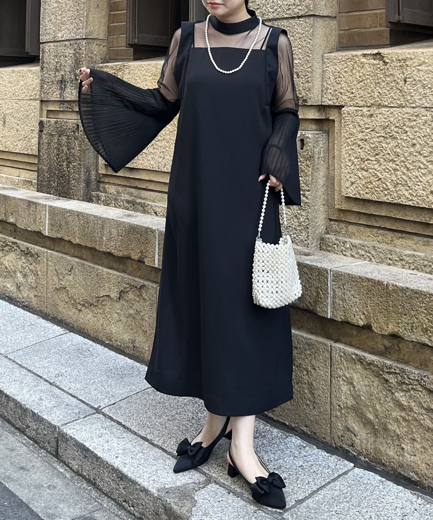 【オケージョン】プリーツフレアスリーブドレス／プロズヴェール／未使用タグ付き prose verse（プロズヴェール）の「プリーツフレアスリーブ