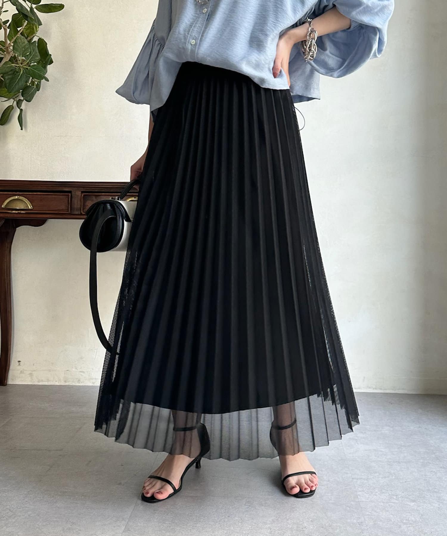 DOUDOU(ドゥドゥ) 【WEB限定】 メッシュプリーツスカート