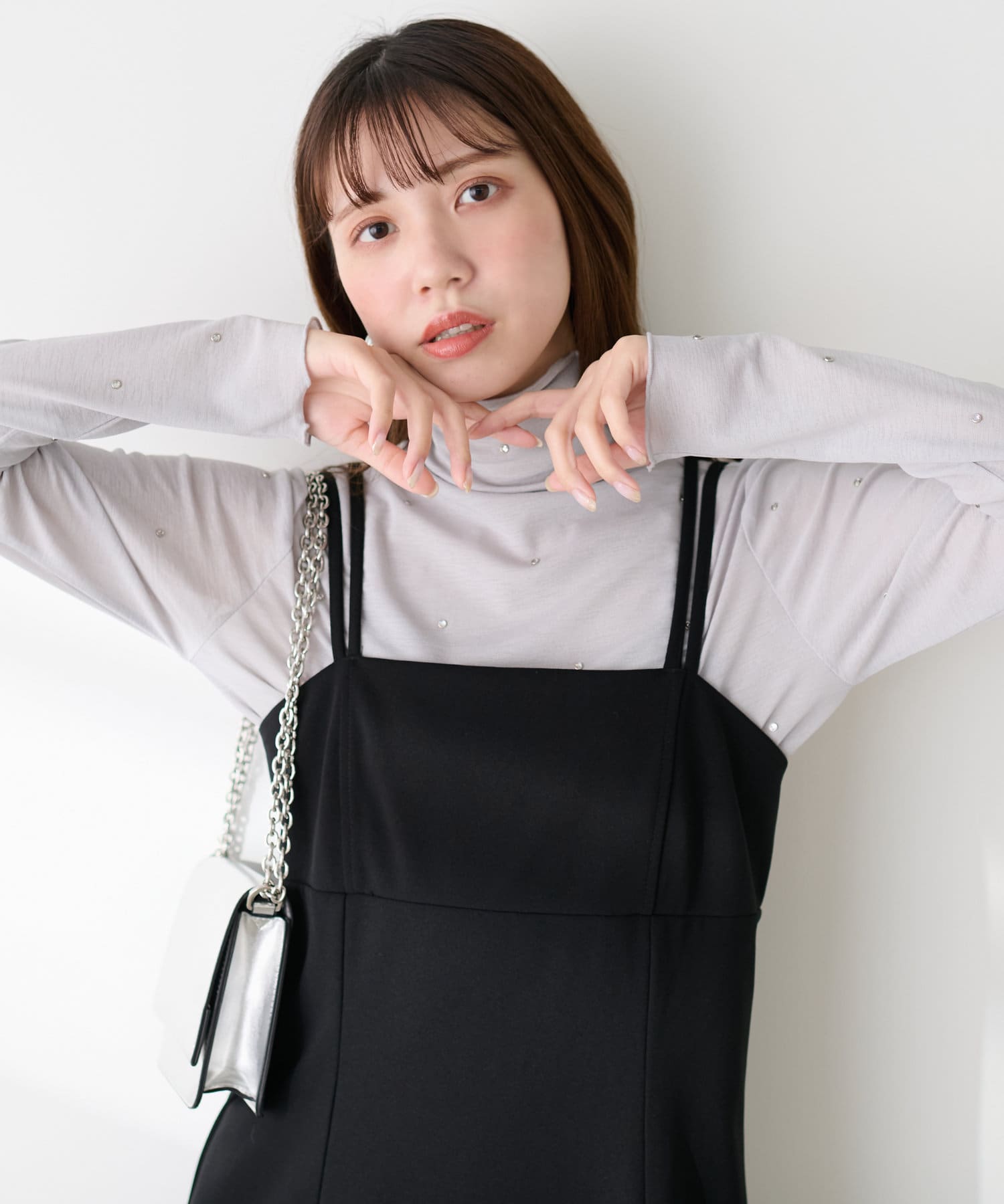 natural couture(ナチュラルクチュール) ホットフィックスシアーハイネックTOPS