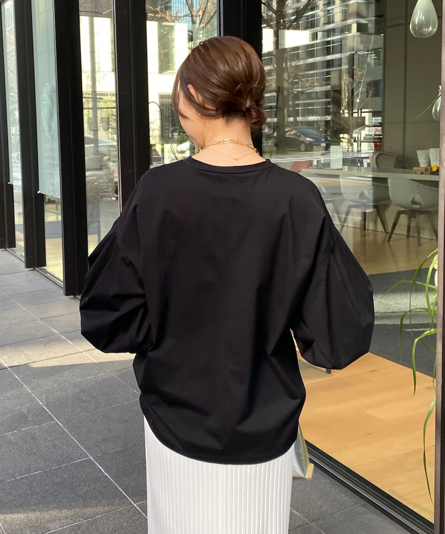 DOUDOU(ドゥドゥ) 【WEB限定】ギャザースリーブロンTEE