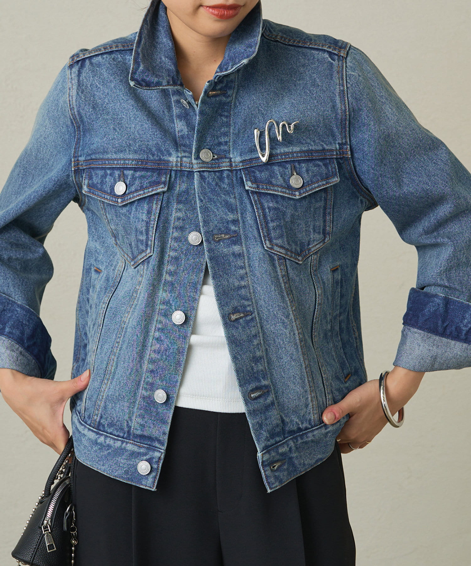 Riu ワンピース Denim jacket tulle dress setup - ロングワンピース