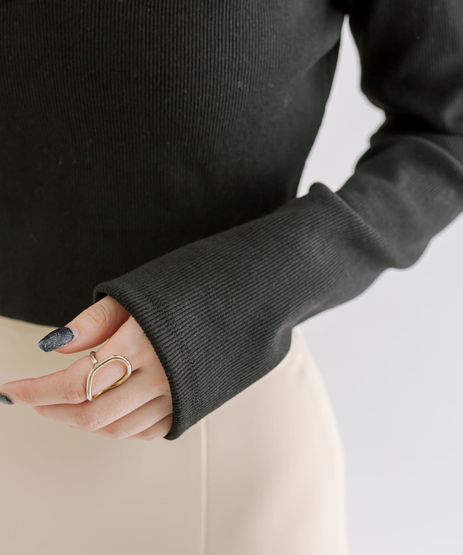 mystic(ミスティック) [mline]襟付きショートリブトップス