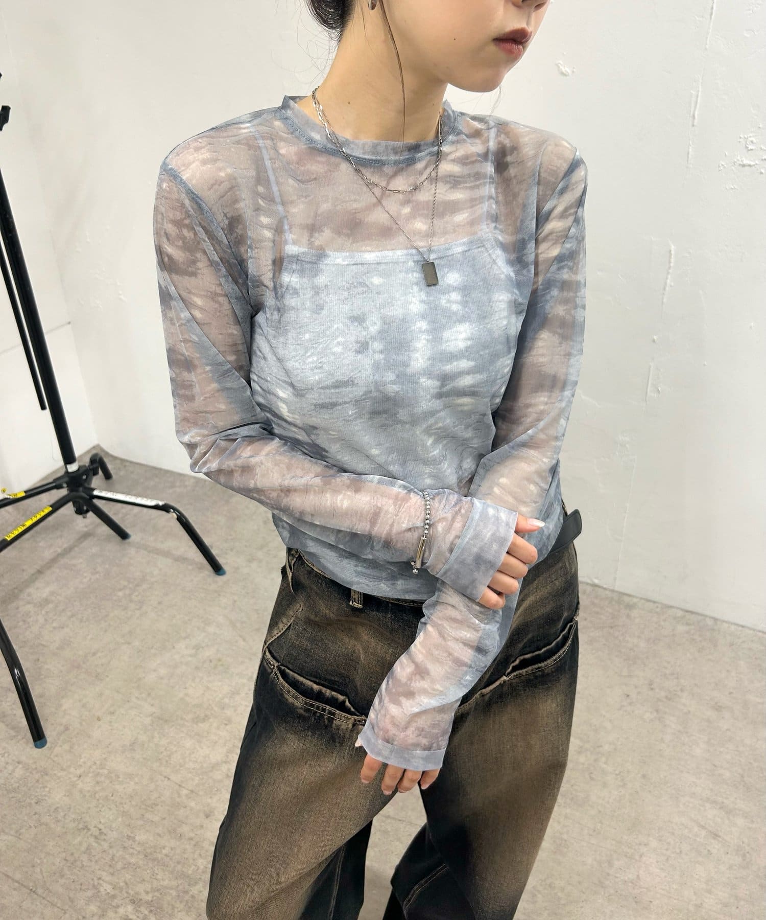 フェード柄ネットトップス | WHO'S WHO gallery(フーズフー