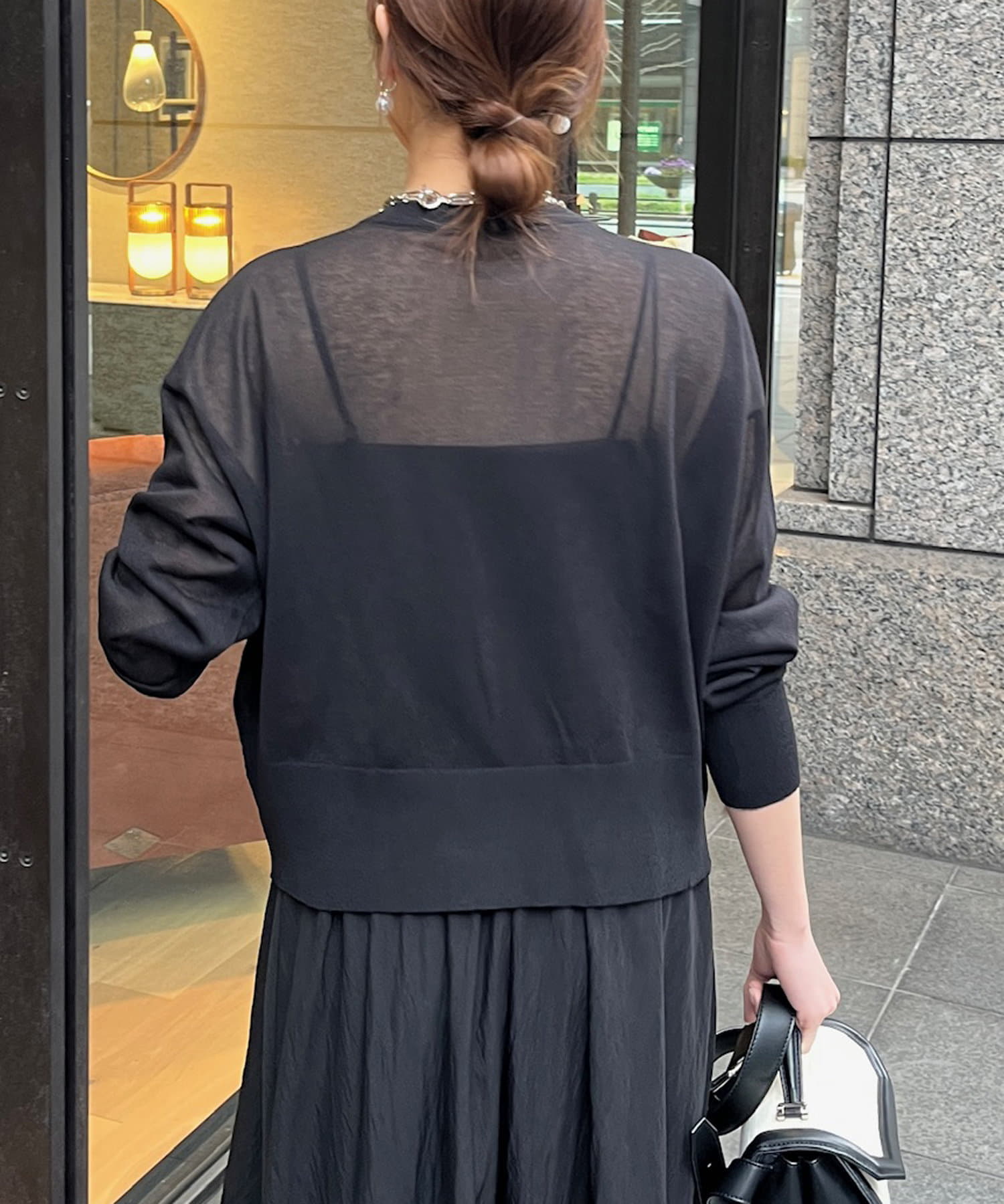 DOUDOU(ドゥドゥ) 【WEB限定】リネンライクハイツイストジップカーディガン