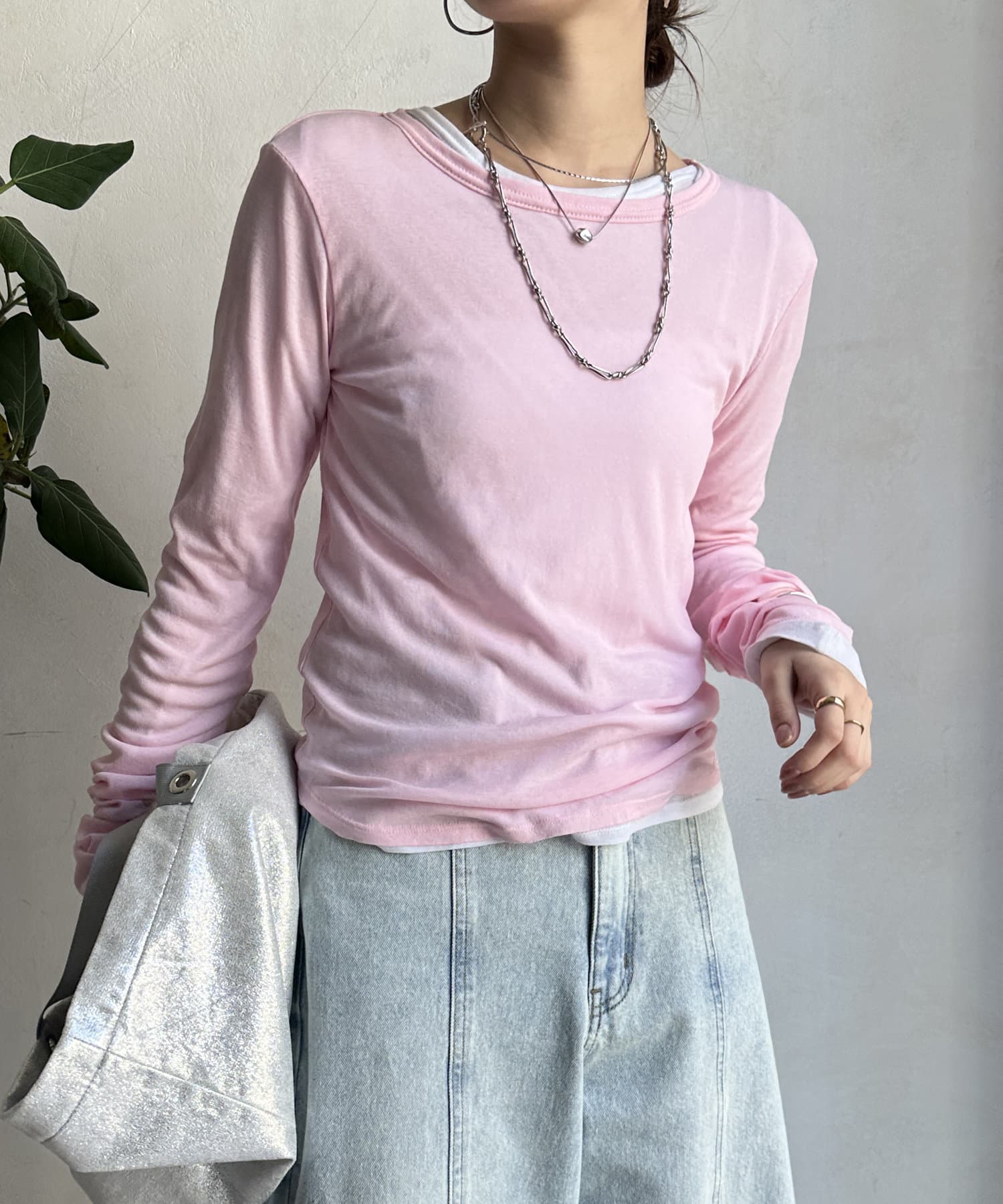 DOUDOU(ドゥドゥ) 【新色追加/柔らかい着心地/インナーにも使える】コットンシアーTEE