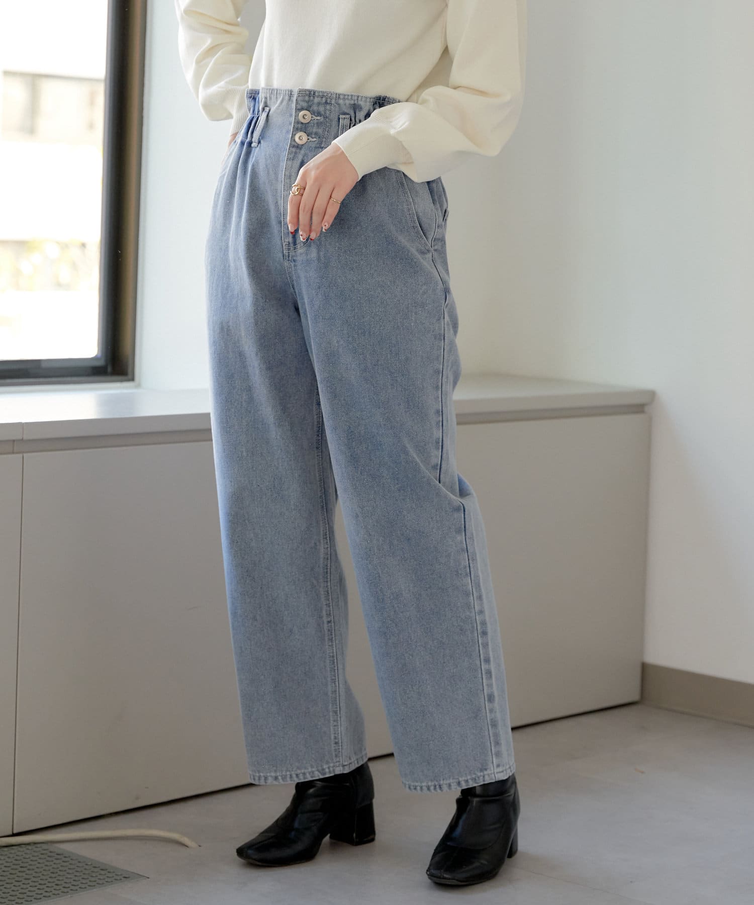 後ウエストレースアップデニムパンツ | Remind me and forever