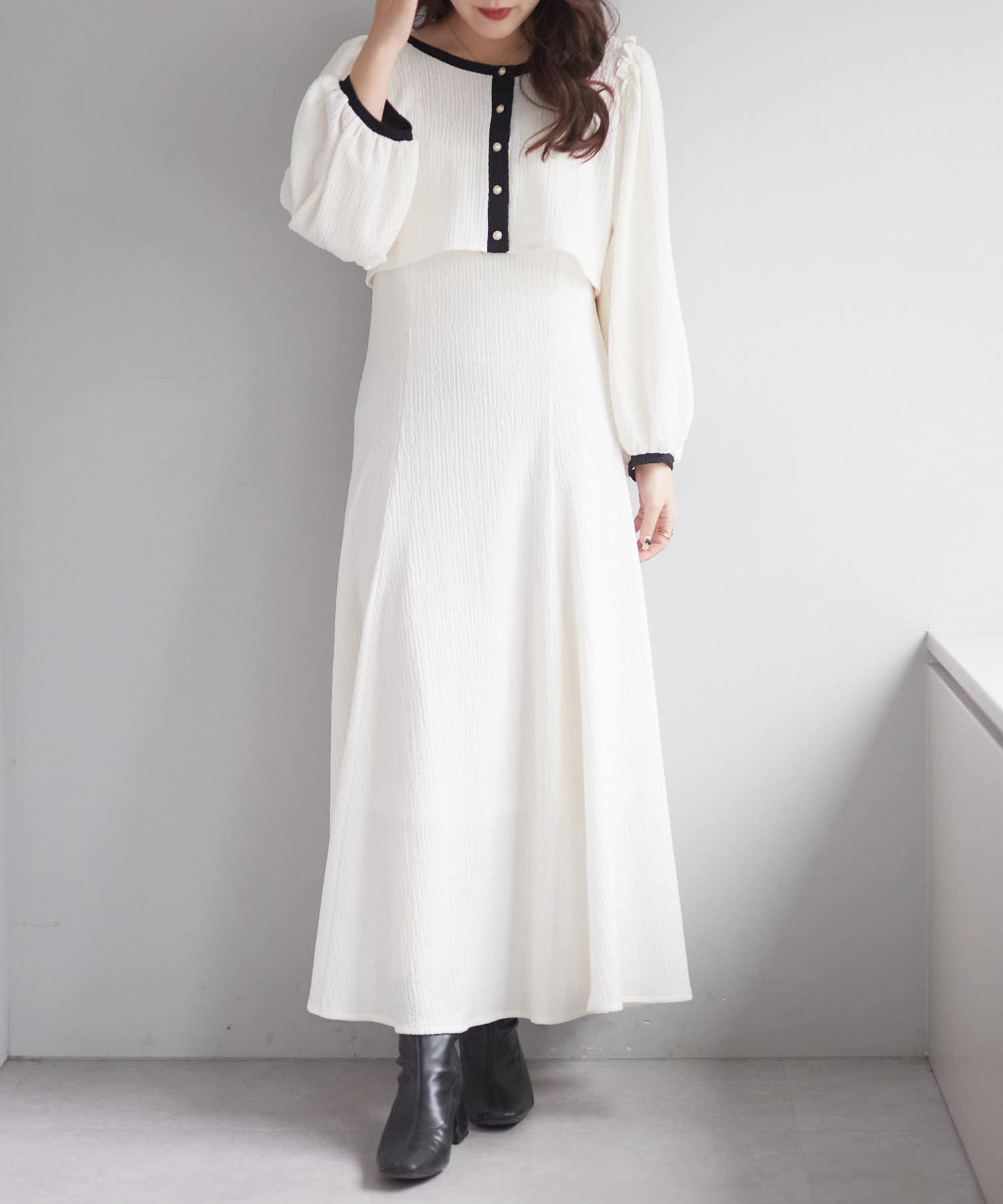 ノートルエモア2wayオフショルダー キャミワンピース ホワイト 前後2WAY TOPS+キャミワンピース SET | Remind me and forever