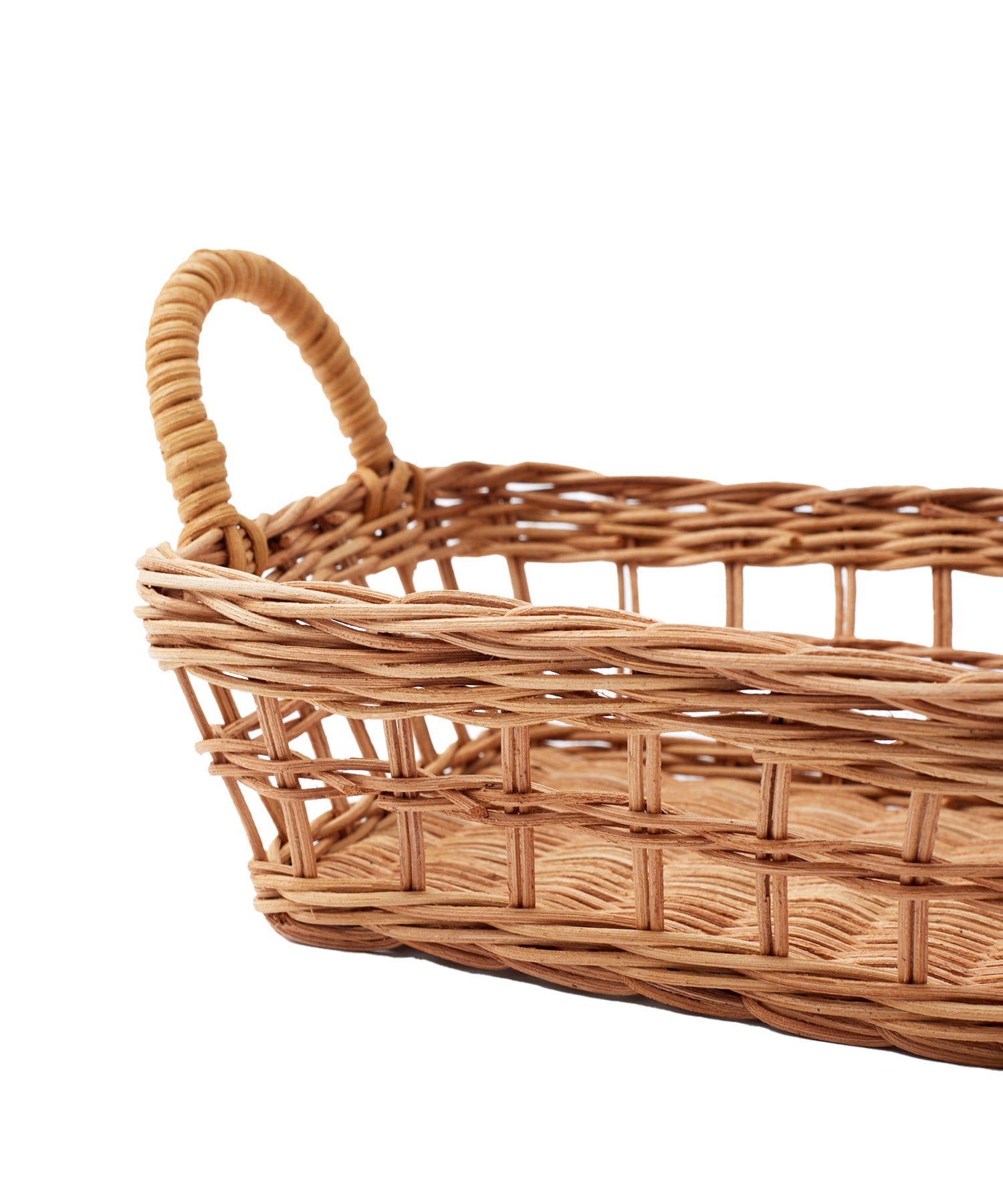 salut!(サリュ) ラタン取っ手付き浅型バスケット：小