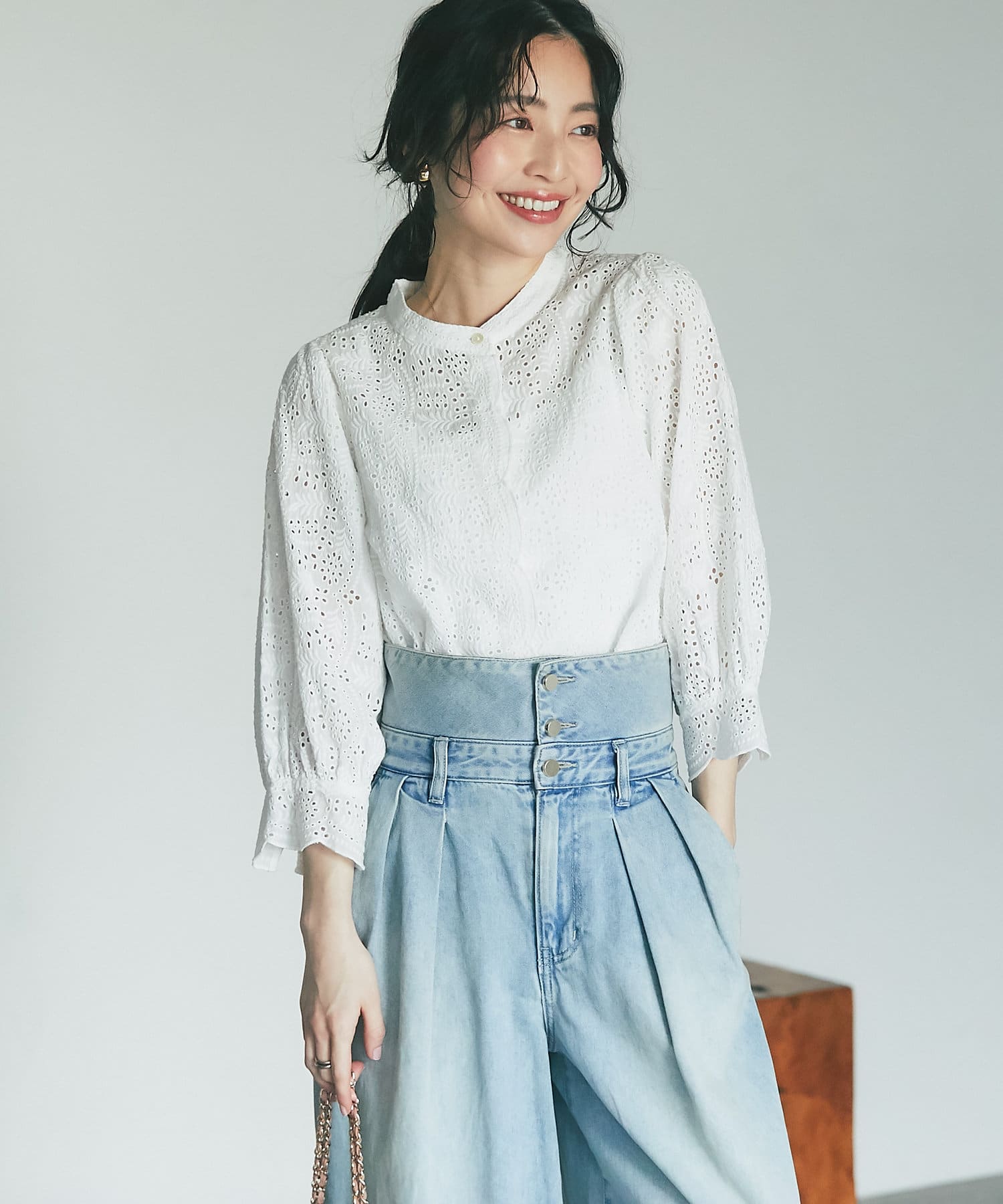 羽織としても万能！】刺繍クロップドブラウス | La boutique