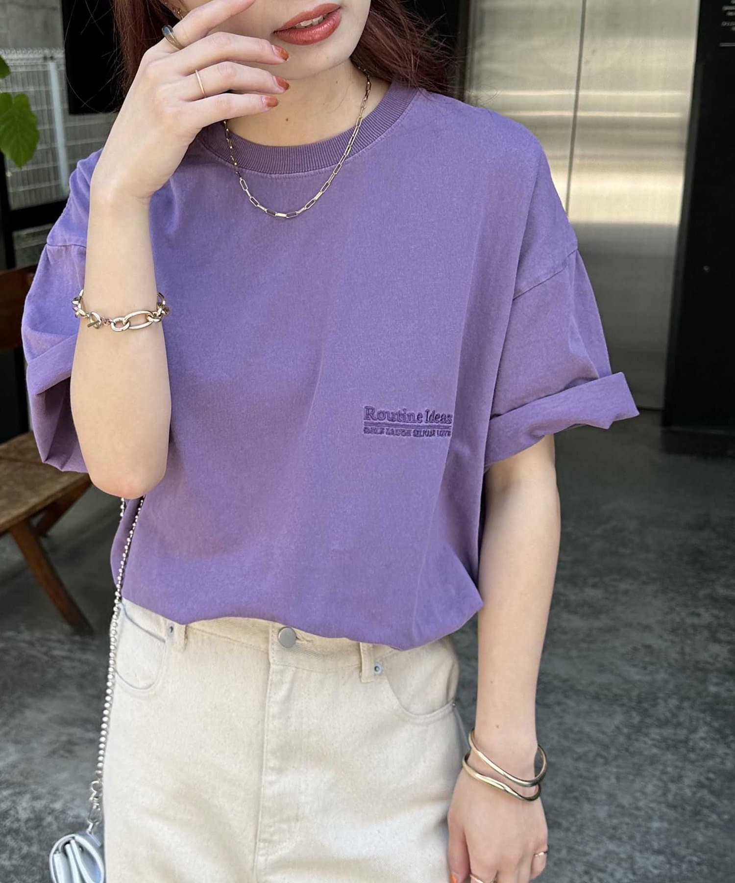 [️入手困難‼︎️]mu0026m's ワンポイント 刺繍 Tシャツ グリーン ゆるだぼ ダーニング刺繍: お直しにも、かわいいワンポイントにも!