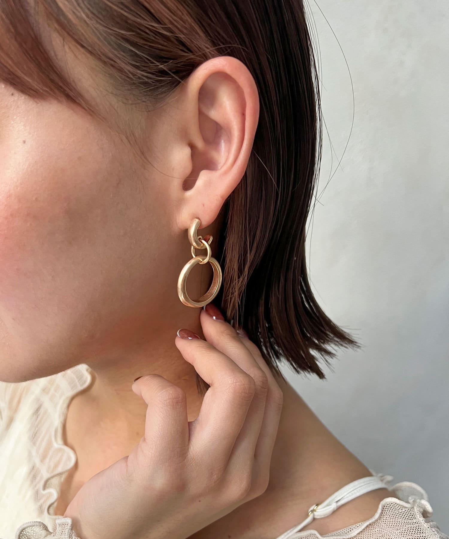 les bon bon ゴールド チェーンピアスDUO pierce BOB50 ルボンボン les bon bon DUO pierce BOB50 （ゴールド