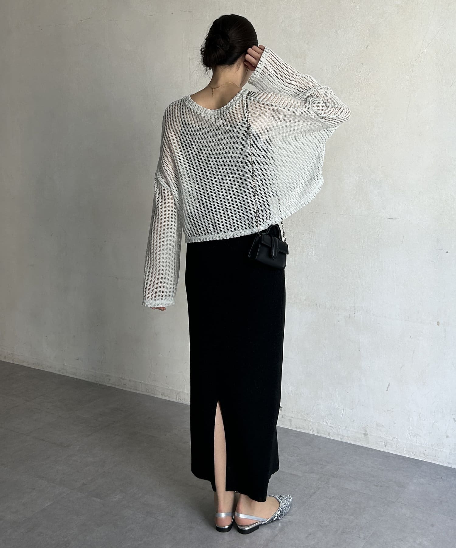 Thevon.(ゼヴォン) ショート丈メッシュニット