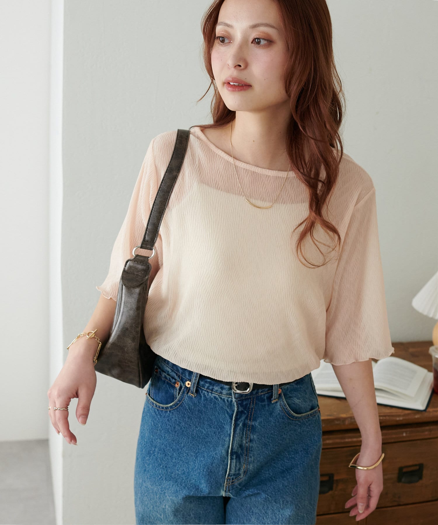 DISCOAT(ディスコート) 【新色追加!/WEB限定】前後2WAYラメプリーツシアーT