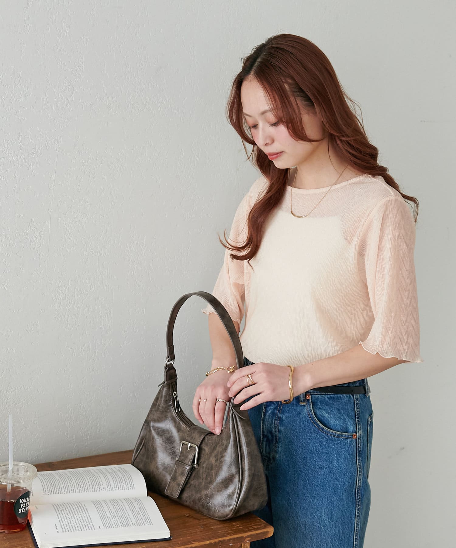 DISCOAT(ディスコート) 【新色追加!/WEB限定】前後2WAYラメプリーツシアーT