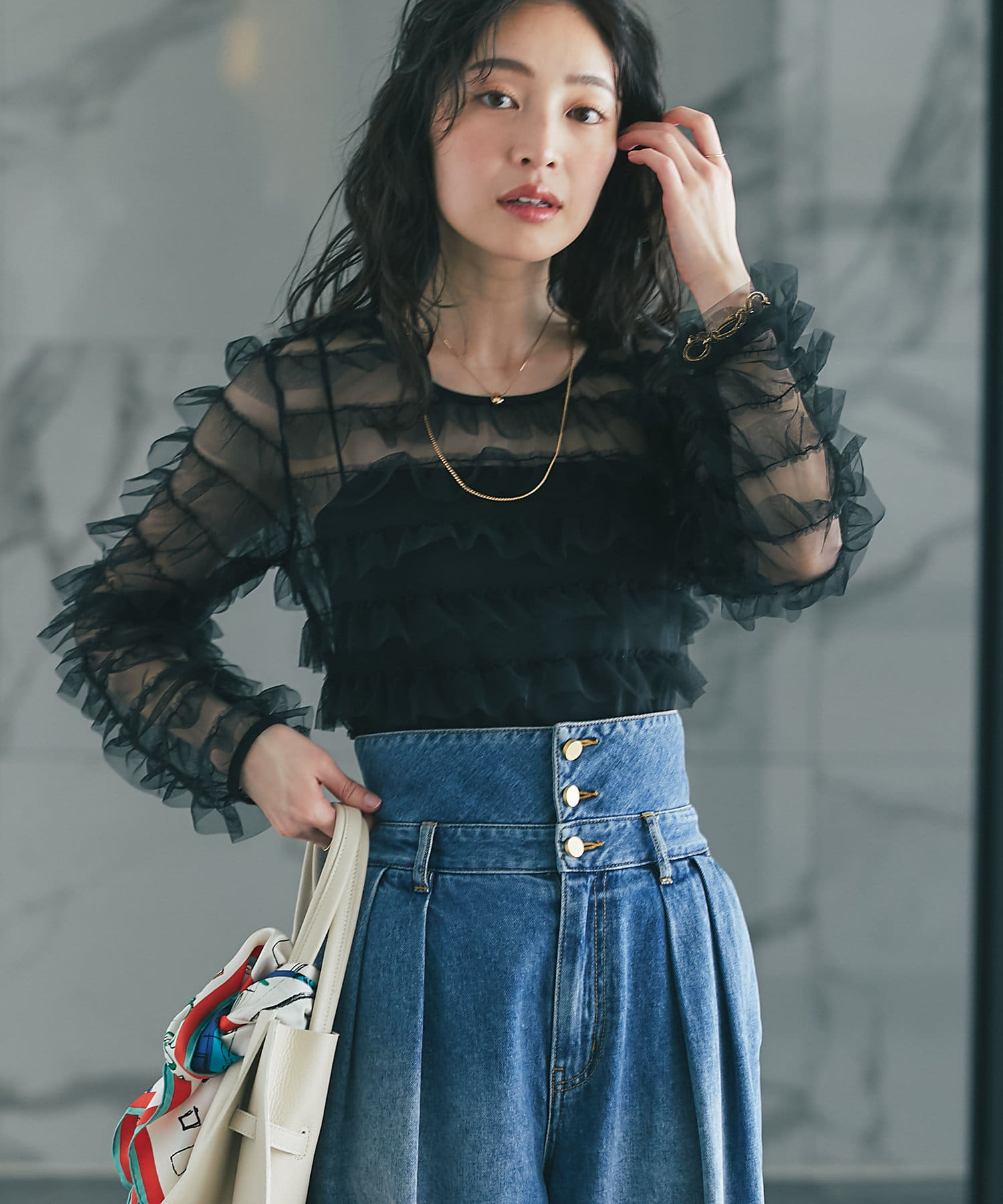 bonbon チュールブラウス フリルチュールブラウス | La boutique BonBon(ラブティックボンボン