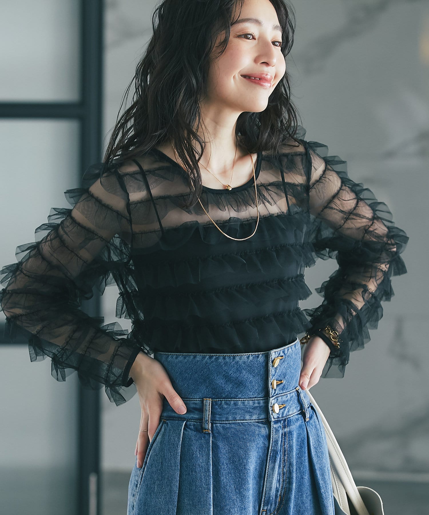 【La boutique BonBon】ラッフルチュールカットソー ラッフルチュールカットソー | La boutique BonBon(ラブティック