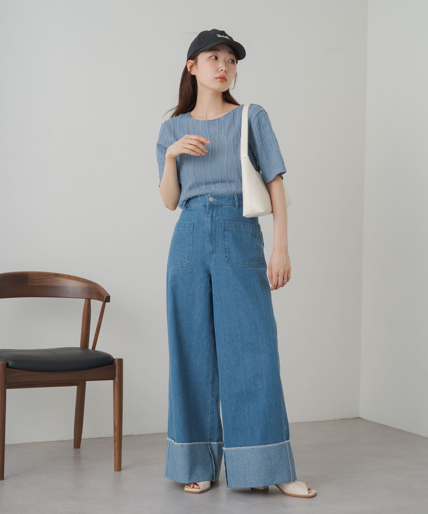 【mm】kastane カーゴデニムパンツ　ブルー　サイズ1 Kastane】【WHIMSIC】デニムM-65フィールドカーゴパンツ