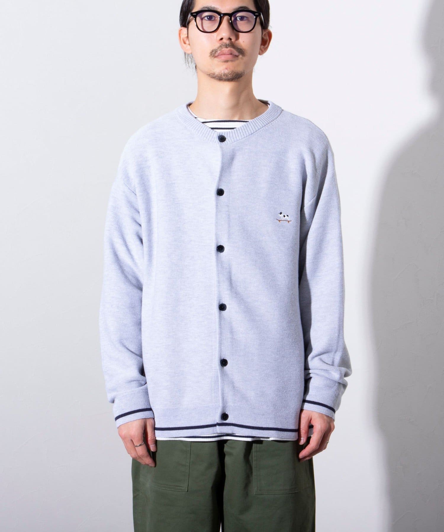 FREDY & GLOSTER(フレディ アンド グロスター) 【GLOSTER】フレンチブルドッグ刺繍 クルーネックカーディガン