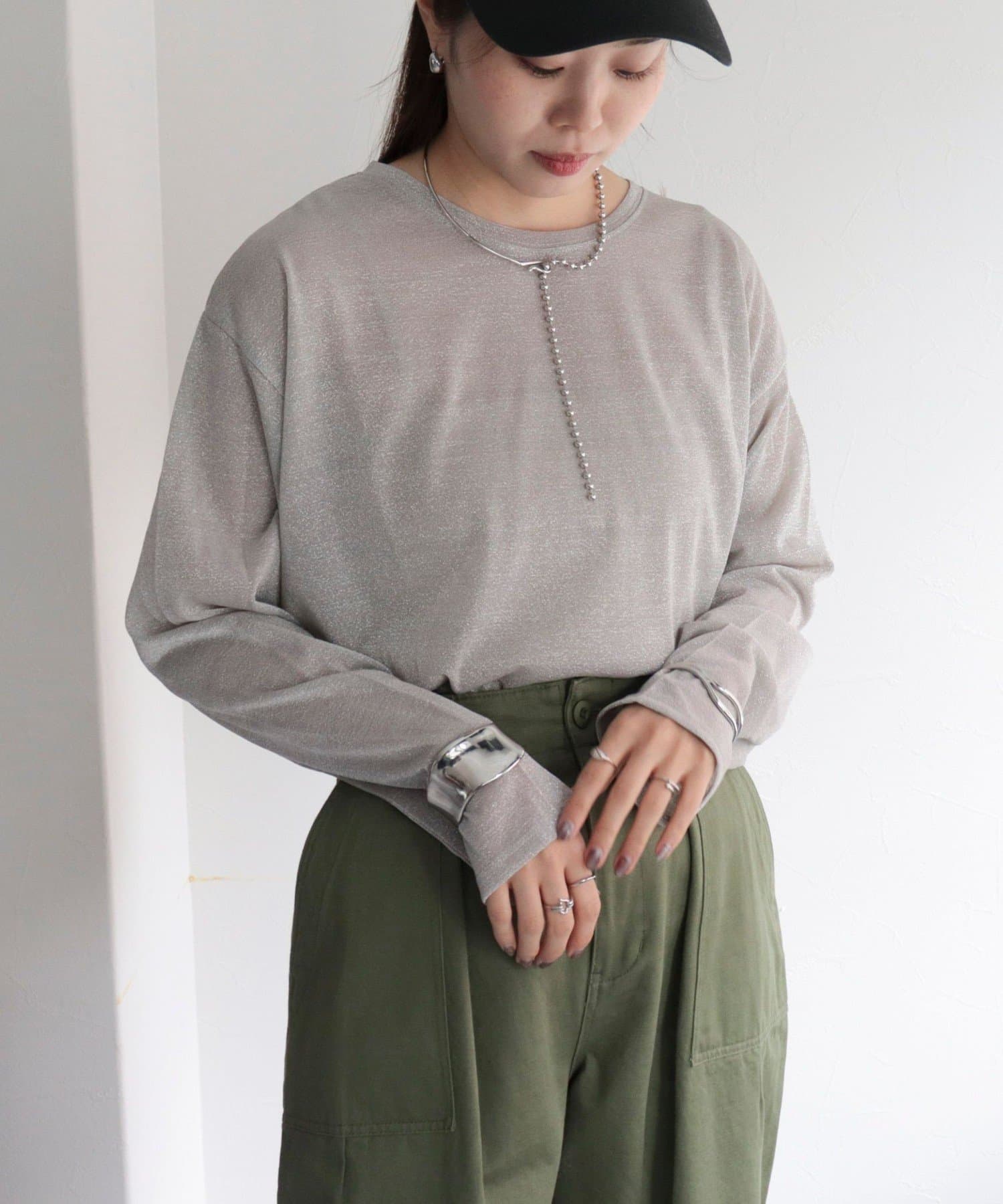 新品未使用♡1点のみ　シアーロンT グレー M ラメロンT | FREDY & GLOSTER(フレディ アンド グロスター)レディース
