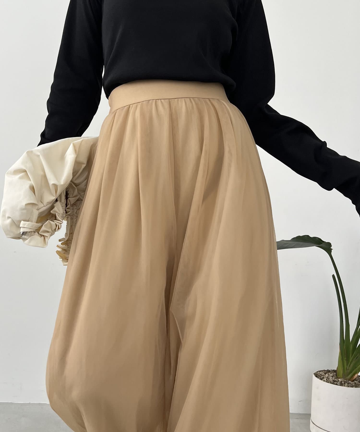 CAPRICIEUX LE'MAGE パンツ 「低身長サイズあり」3Dタックパンツ